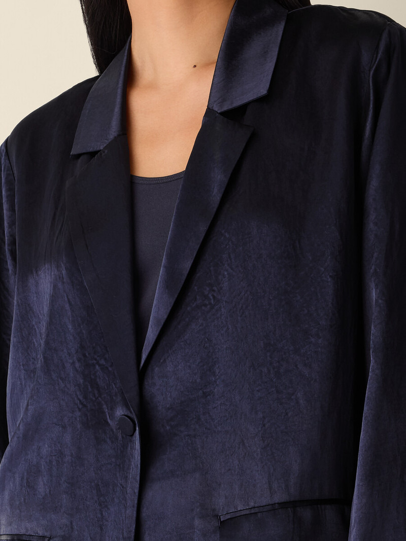 Textured Satin Long Blazer 5