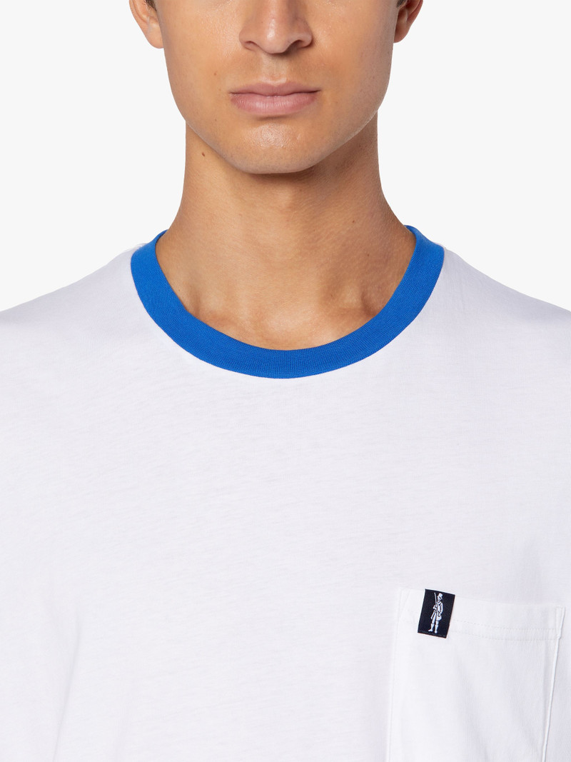 WHITE COTTON CONTRAST RIB T-SHIRT | GJM-219 5