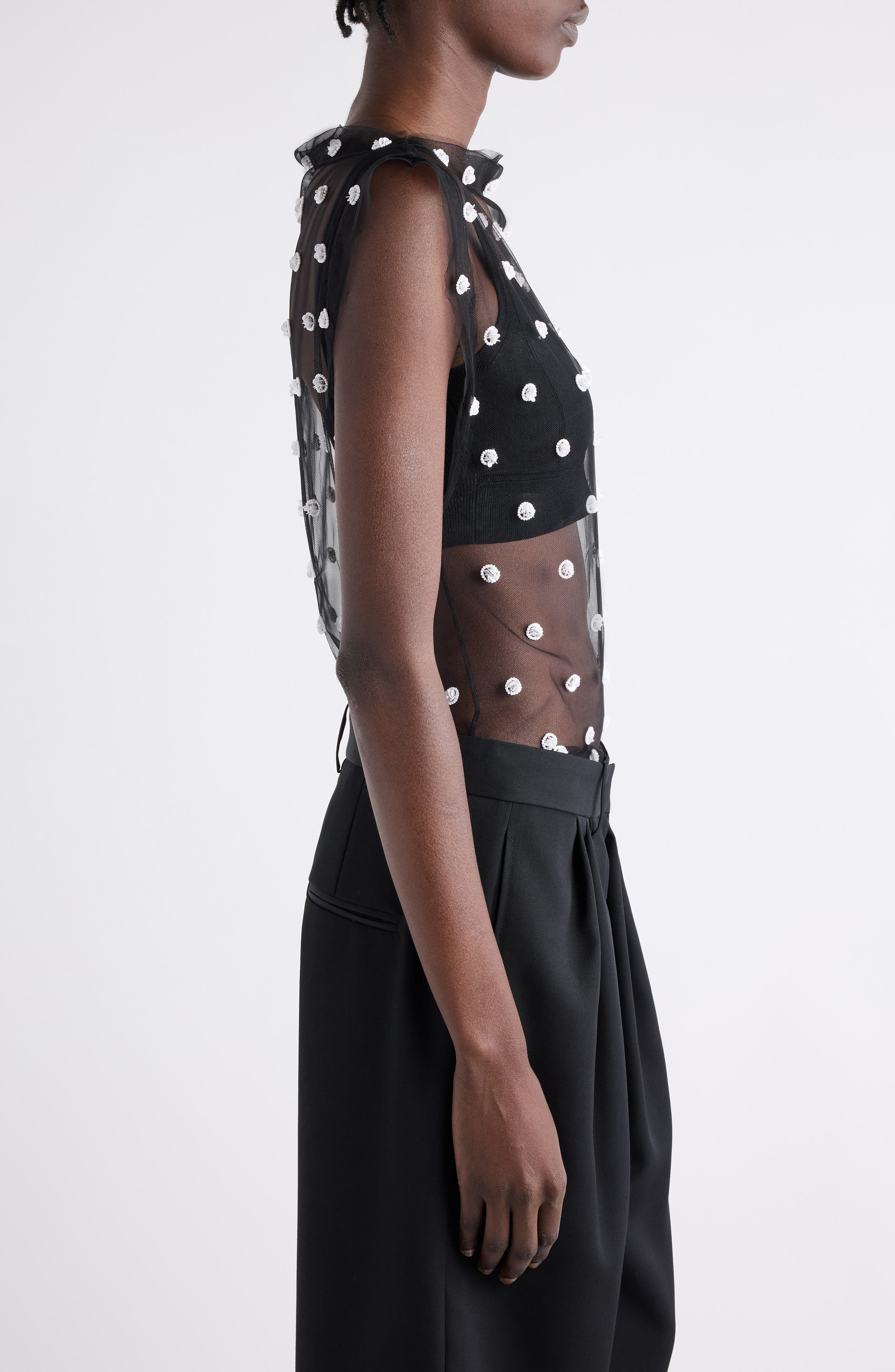 Isabel Marant Elicy Embellished Tulle Top in Black at Nordstrom - 4