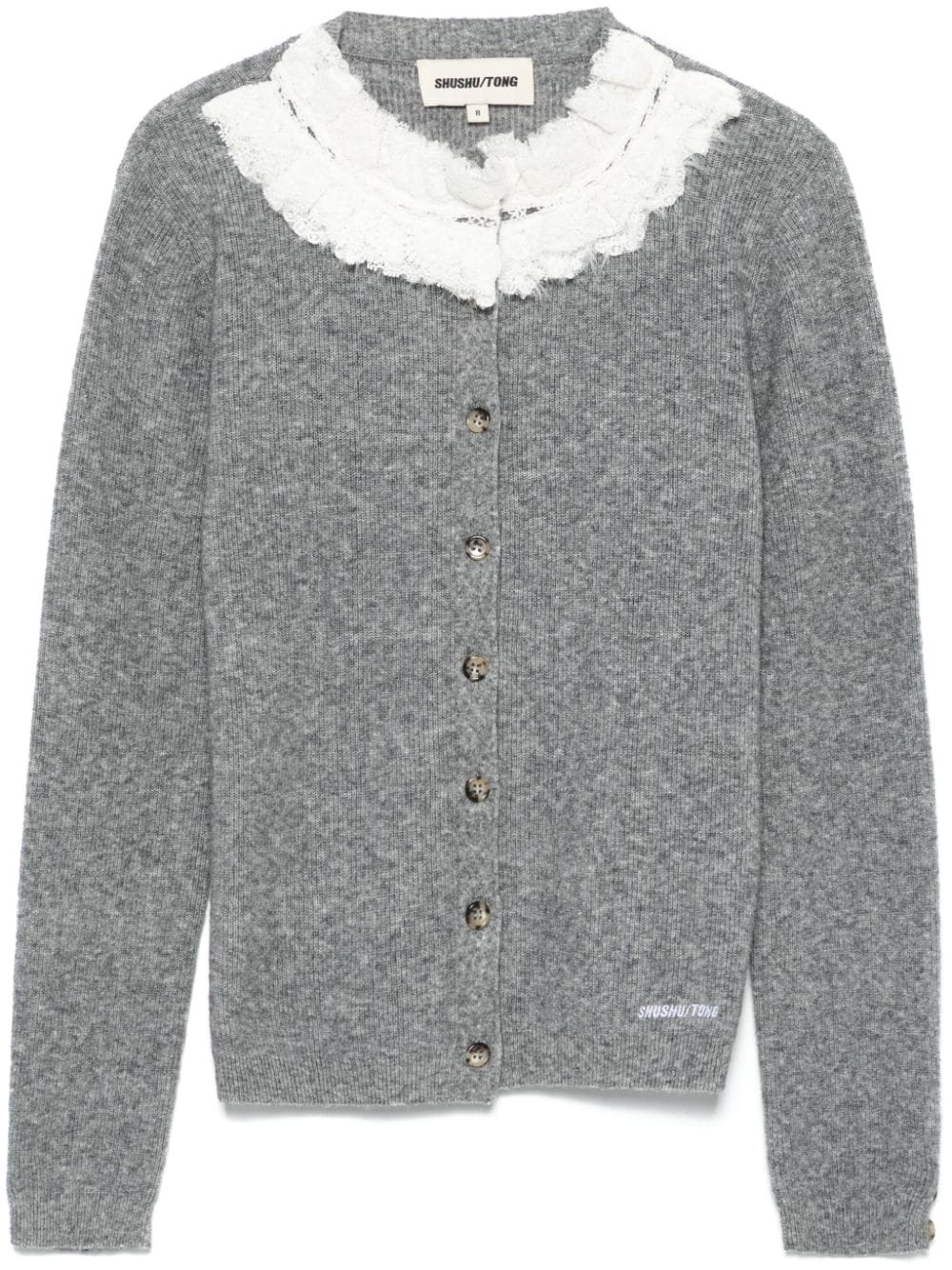 lace-trim cardigan - 1