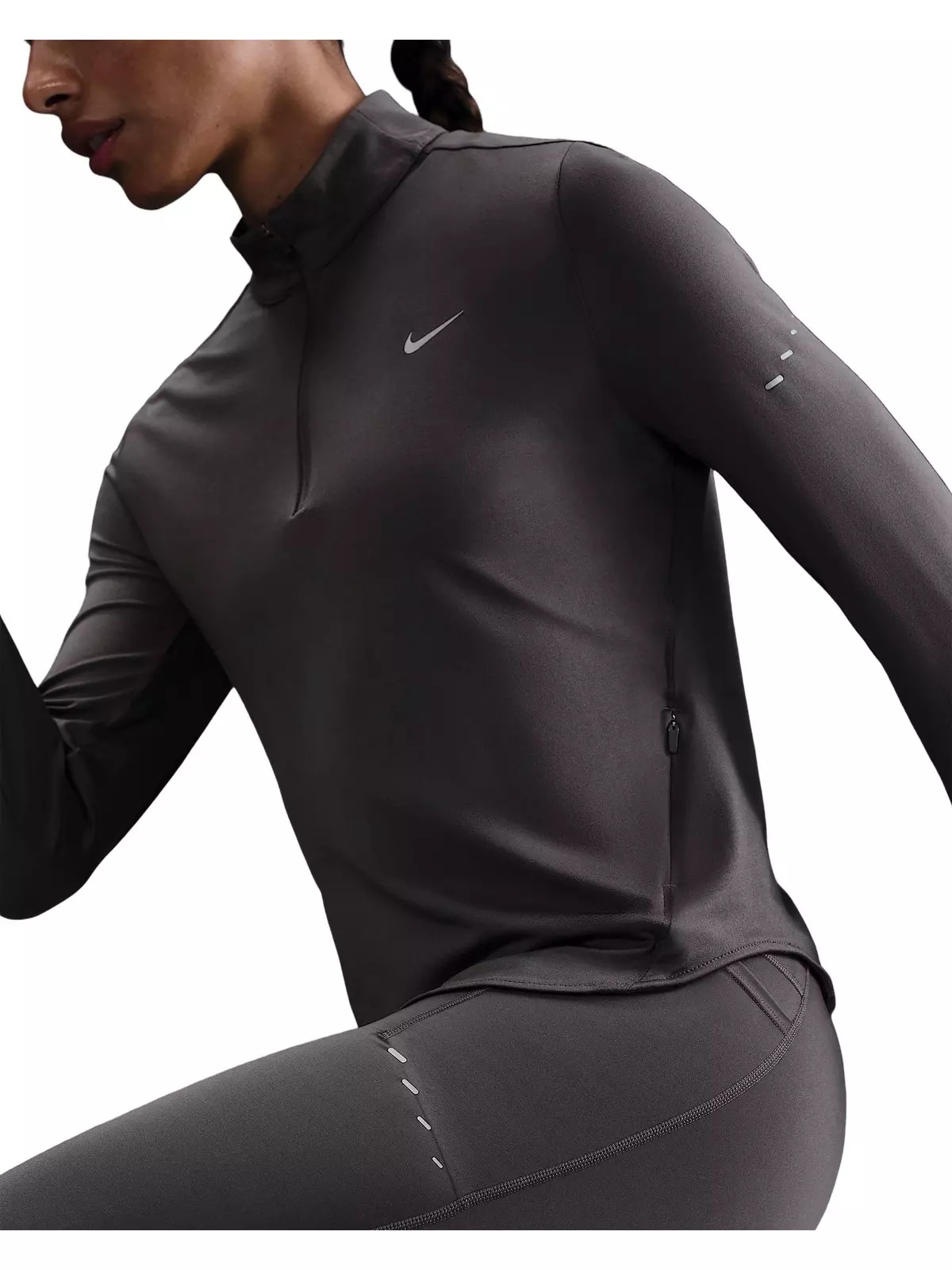 Women's Swift Dri-FIT UV 1/4-Zip Running Top -Grey - 3