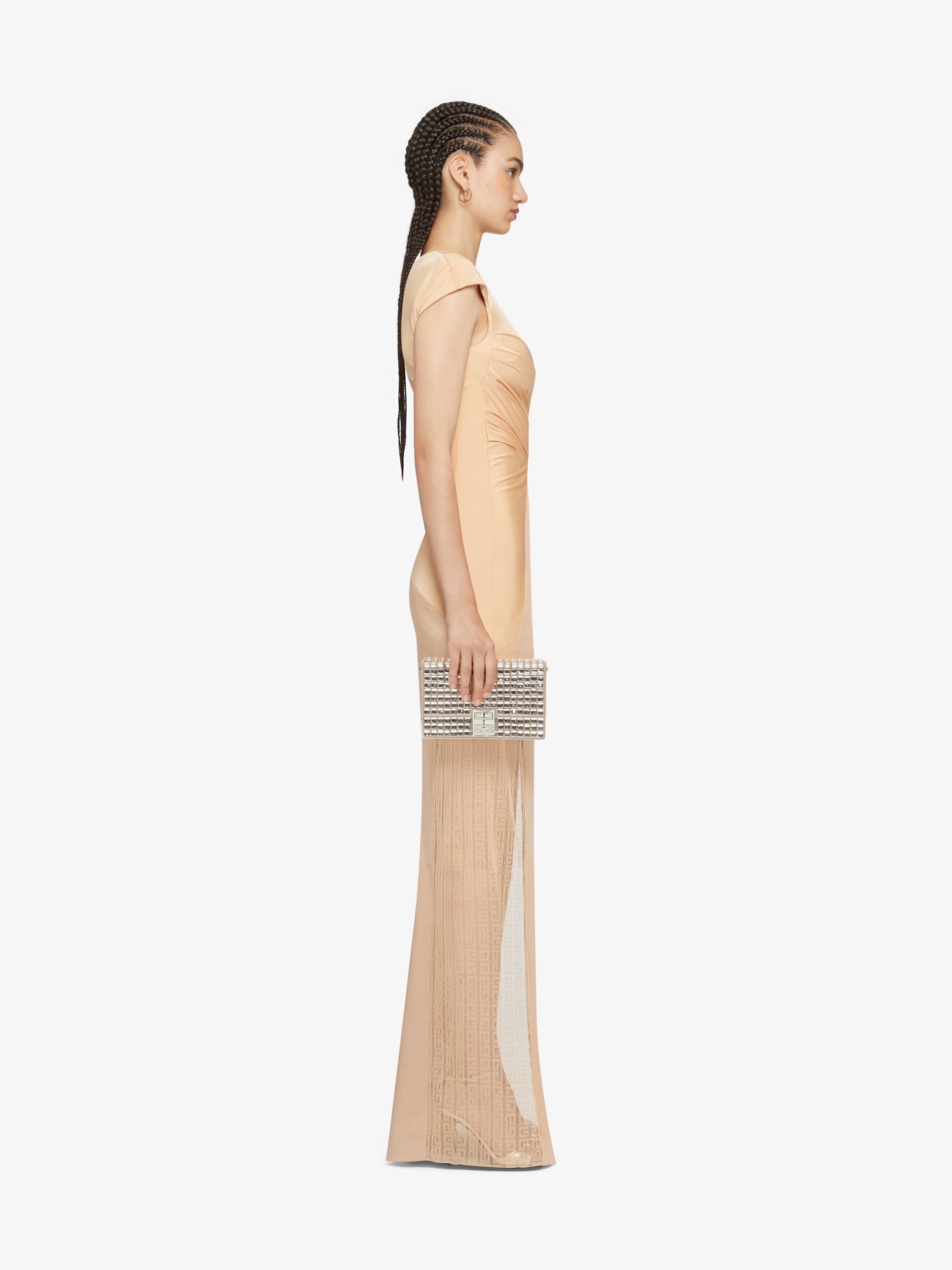 EVENING SATIN DRESS AND 4G LACE - 3