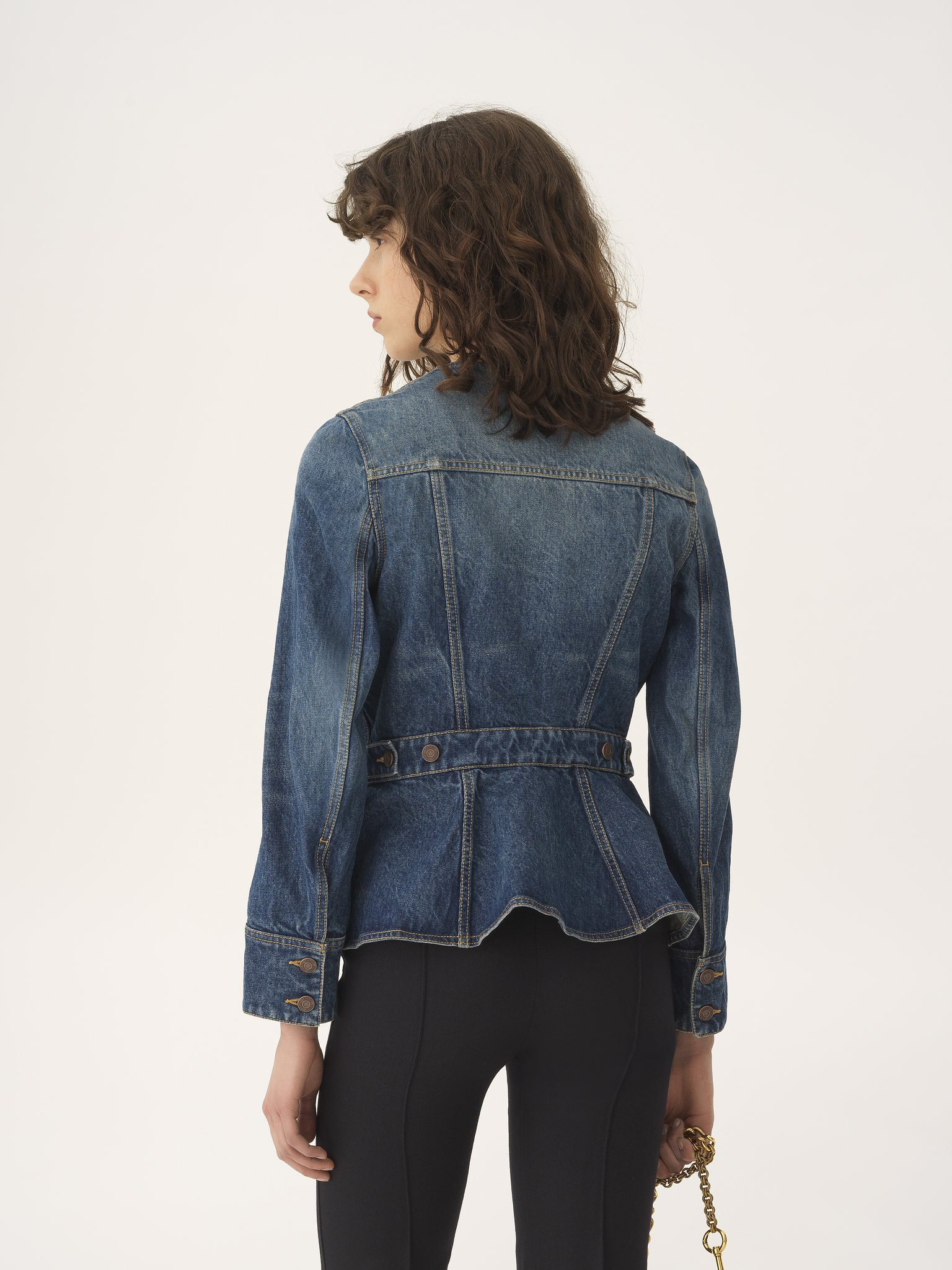 PEPLUM RIDING JACKET IN DENIM - 5