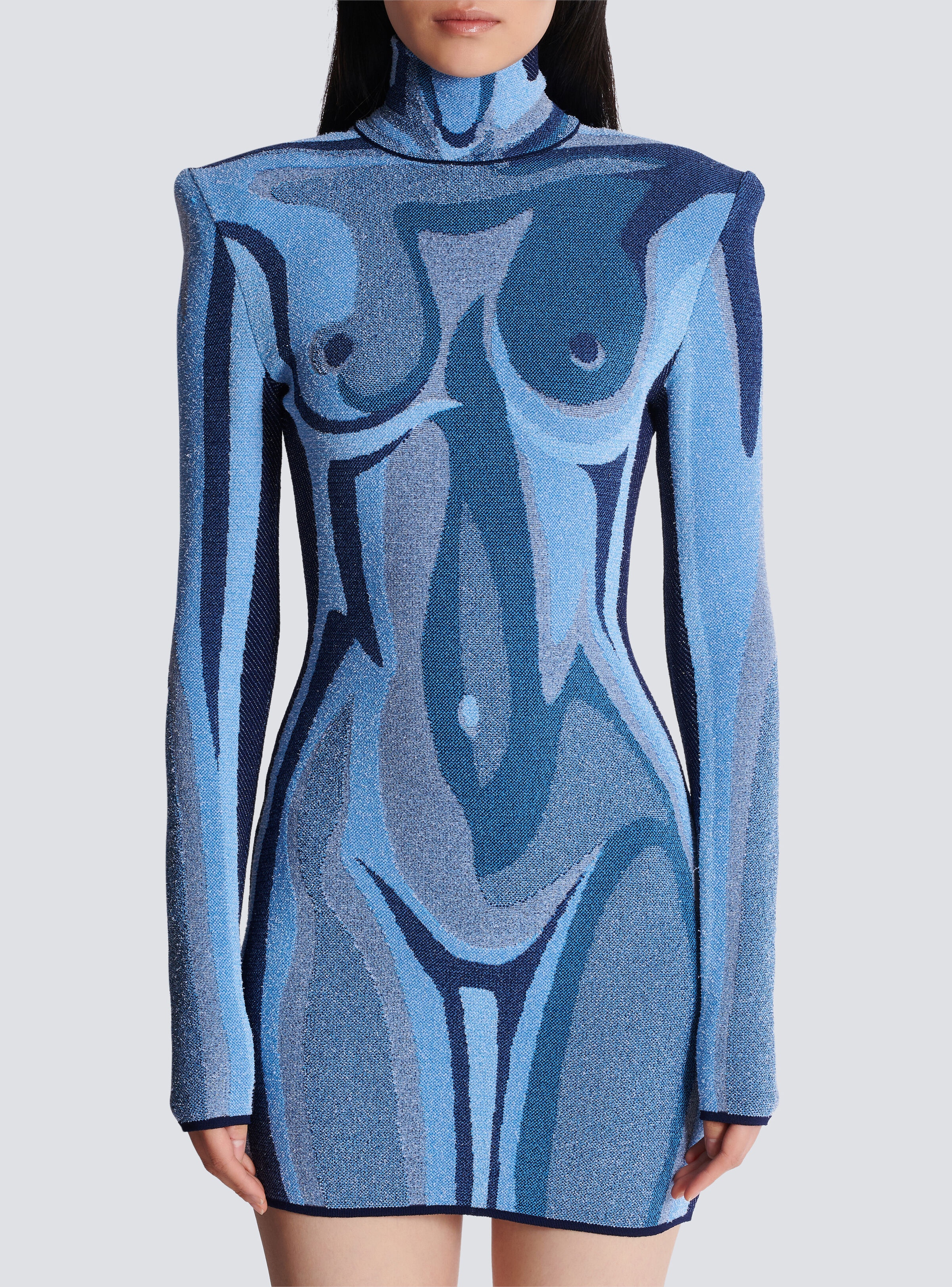 Jacquard knit dress with body motif - 5