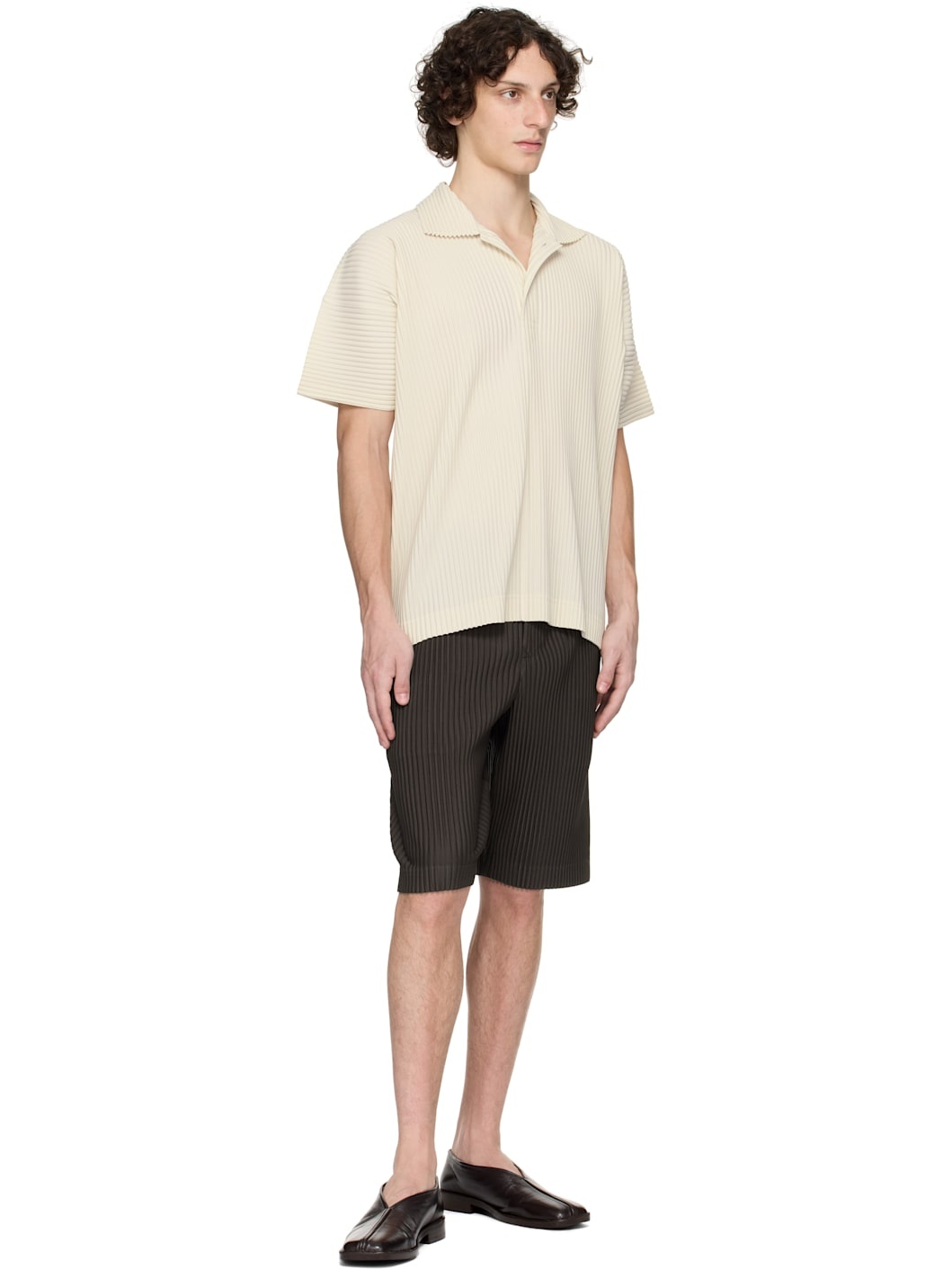 Brown Tailored Pleats 2 Shorts - 4