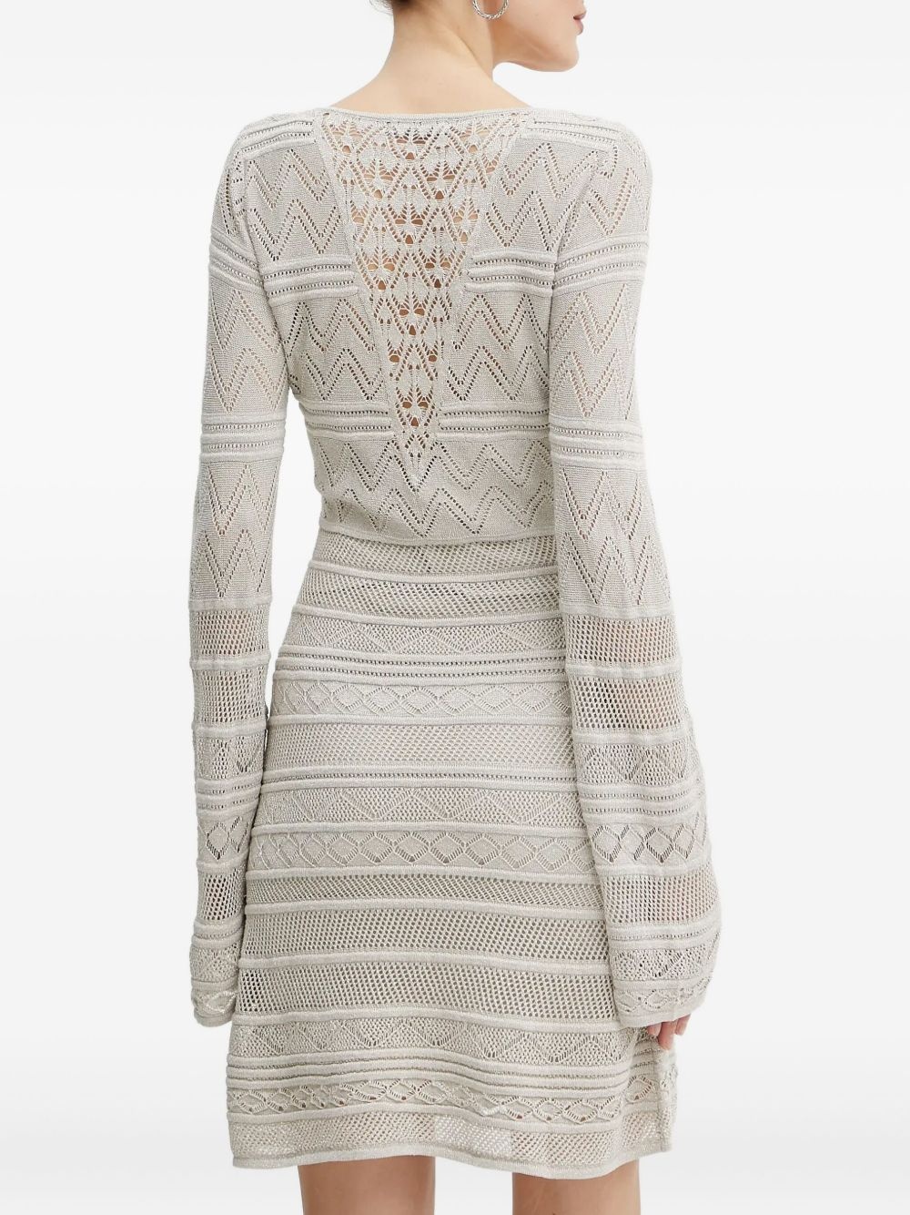 bell-sleeve knitted mini dress - 3