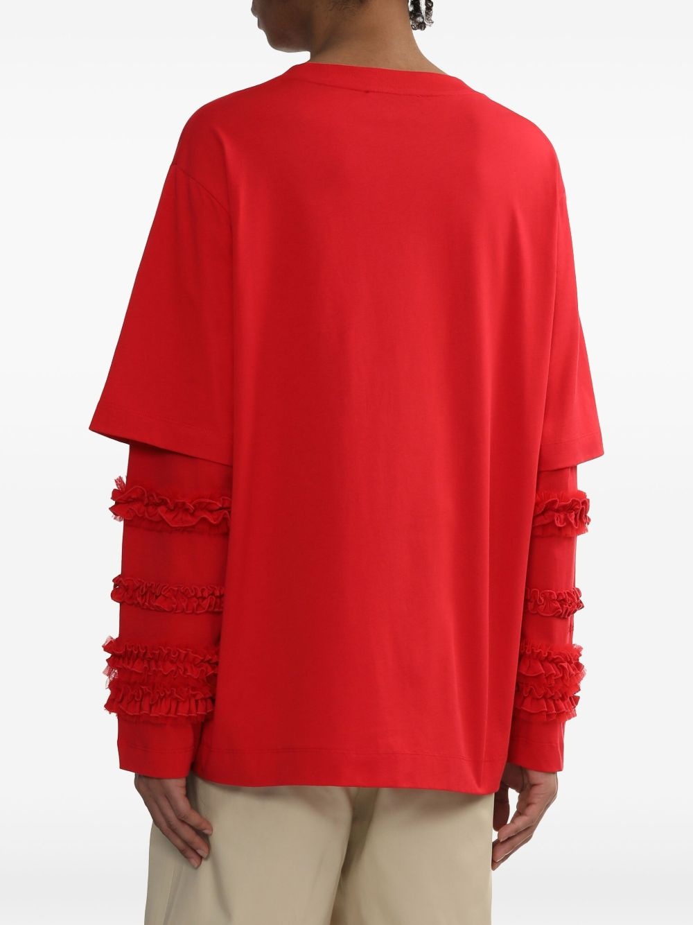 ruffle-detailing T-shirt - 4