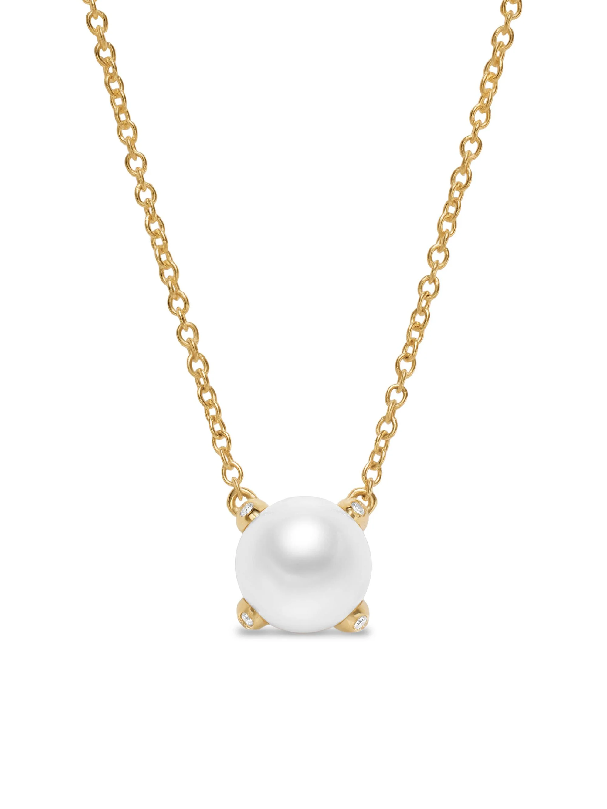Women's Pearl Classics Necklace in 18K Yellow Gold with Diamonds - Pearl - 1