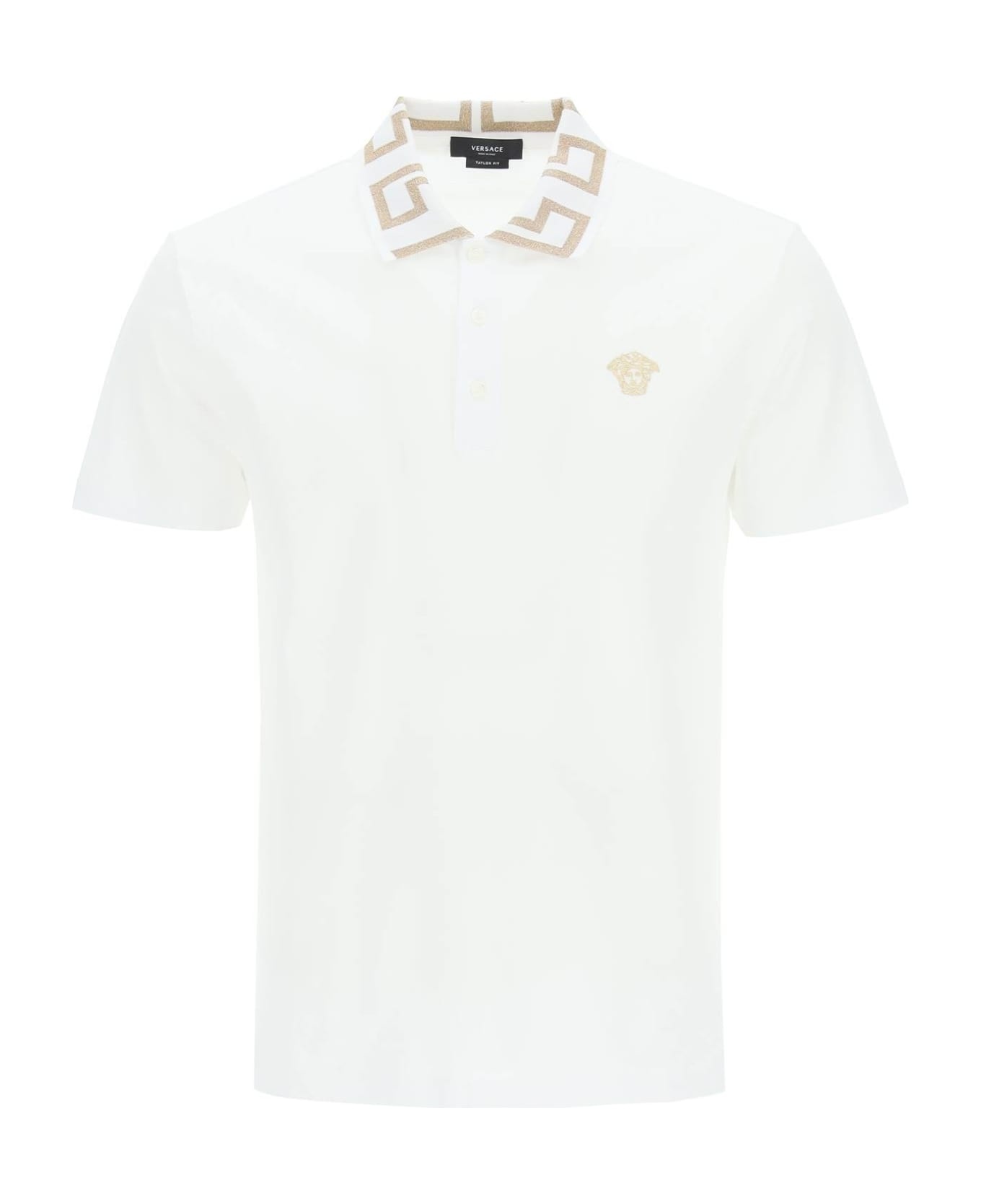 White 'greca' Polo Shirt - 1