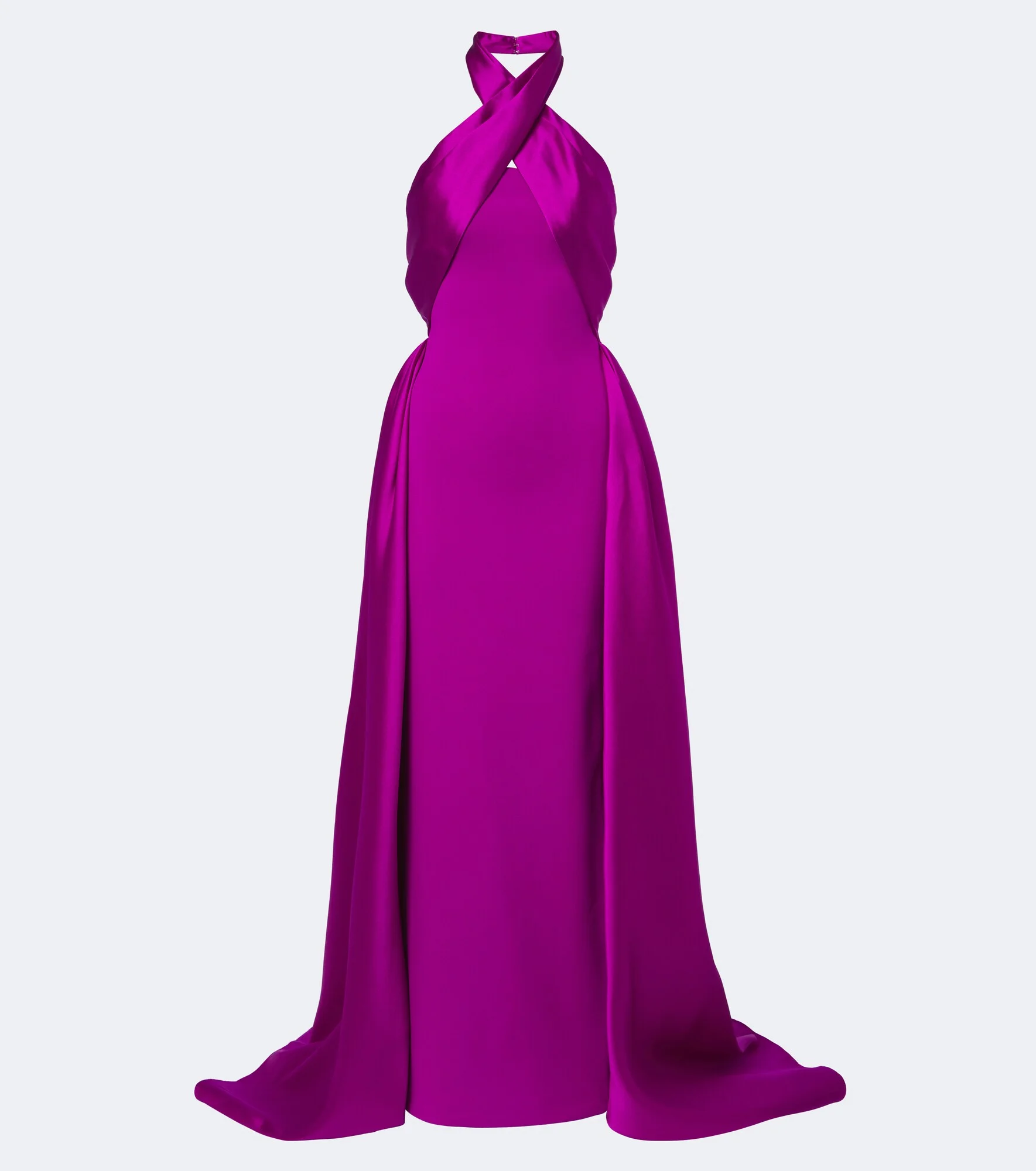 Rumi halterneck satin-trimmed crêpe gown - 1