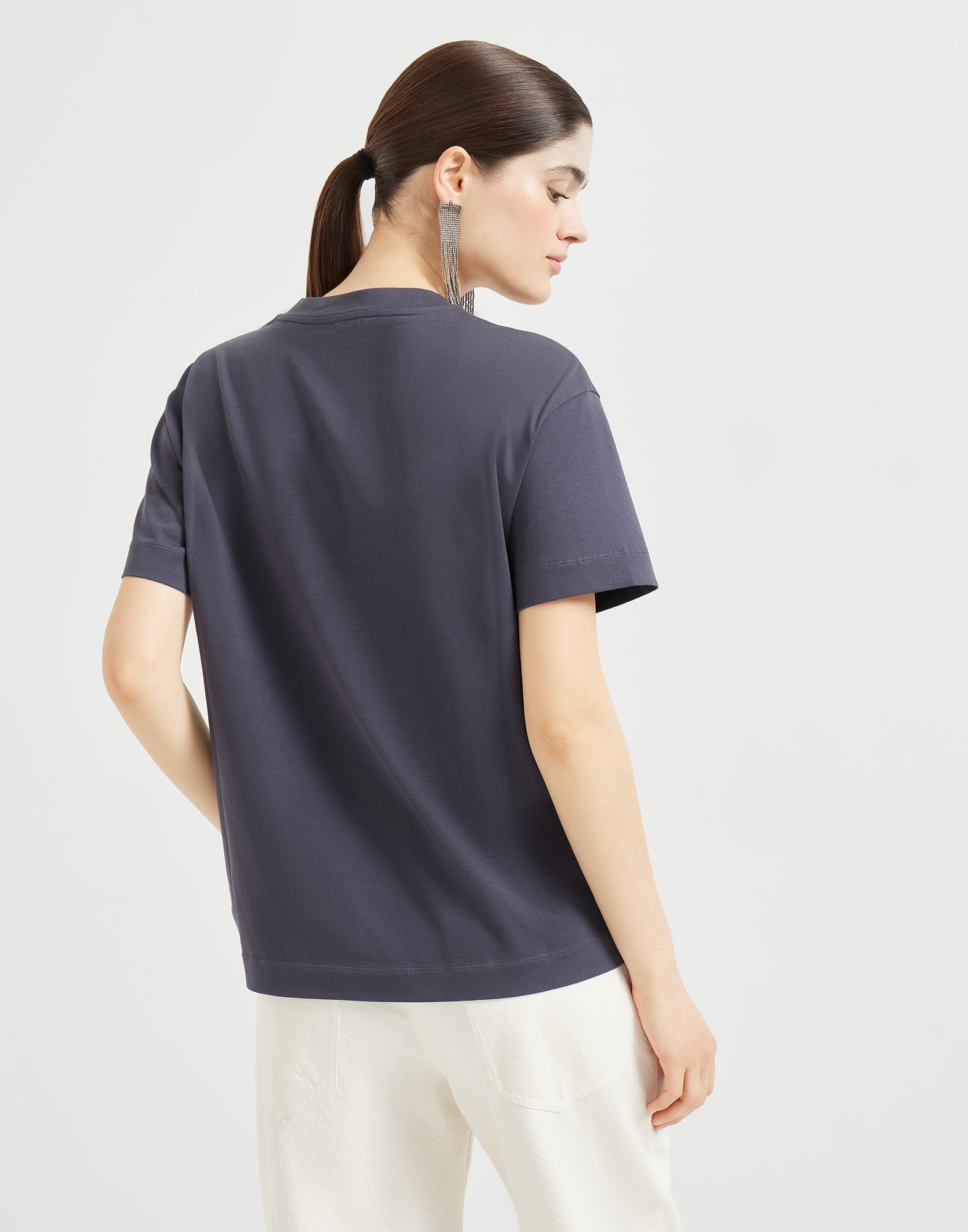 Cotton jersey T-shirt with shiny tab - 2