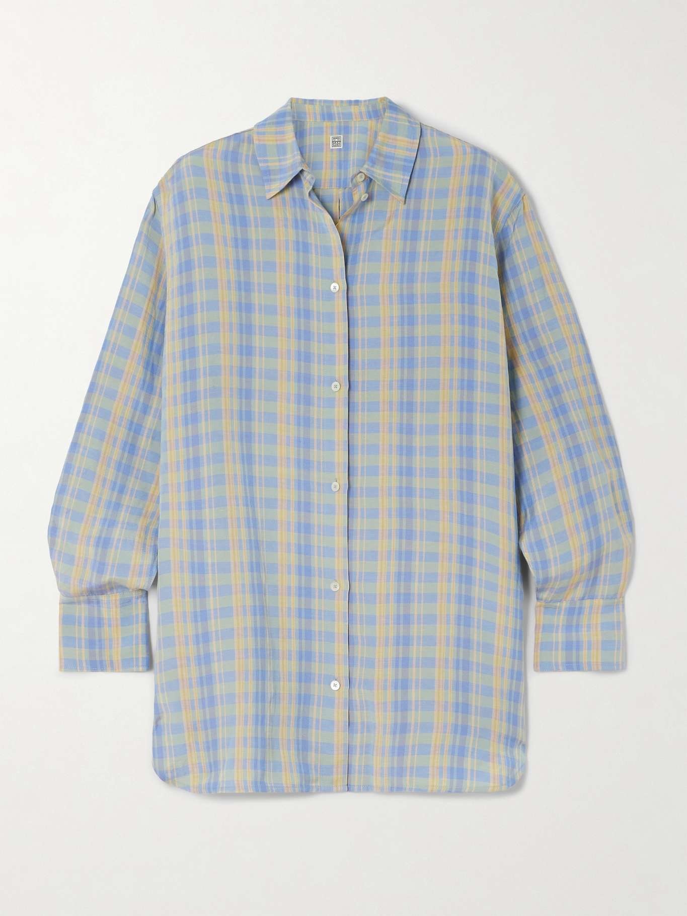 Checked linen-blend shirt - 1