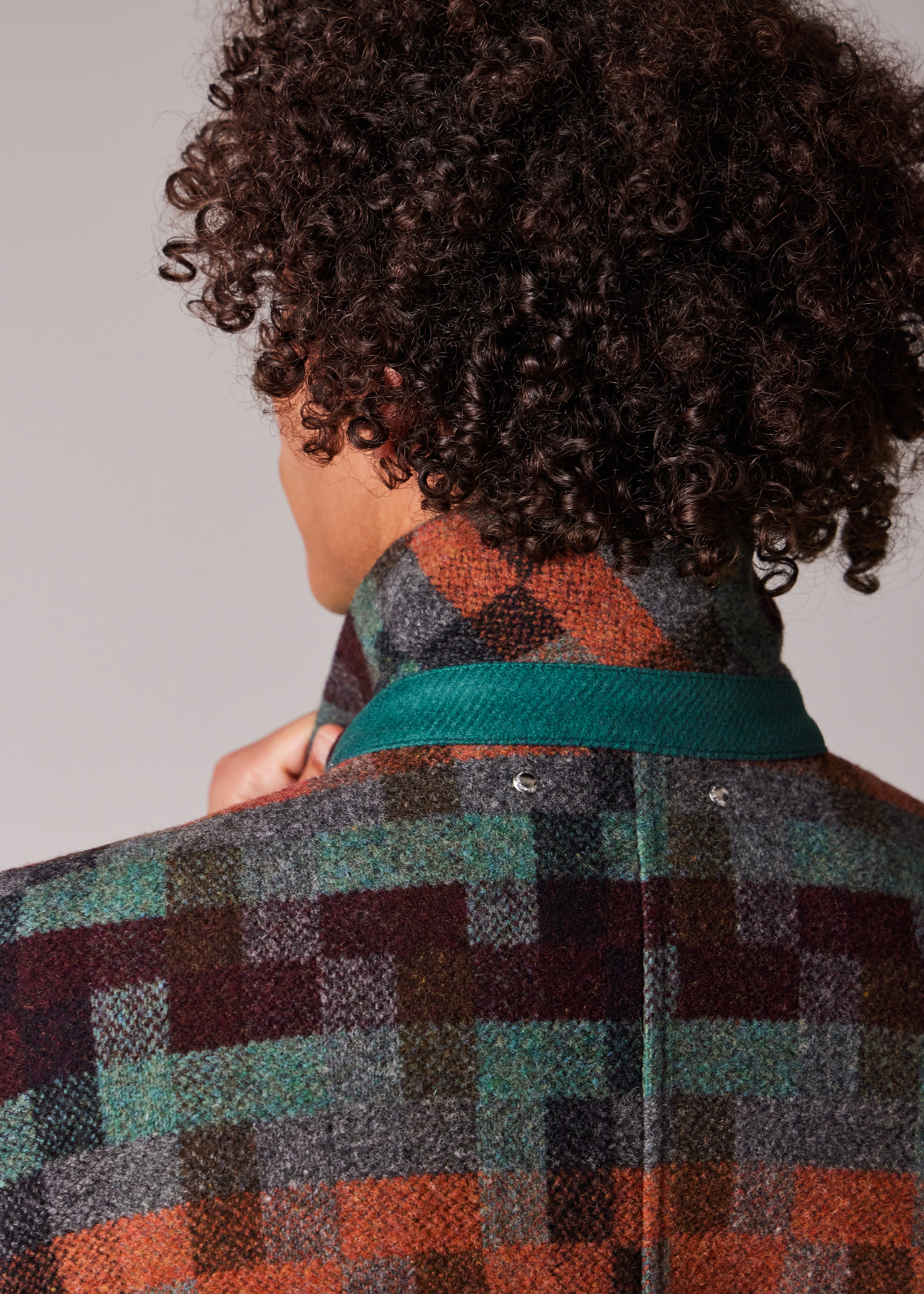 Teal Jacquard Check Wool Zip Jacket - 17