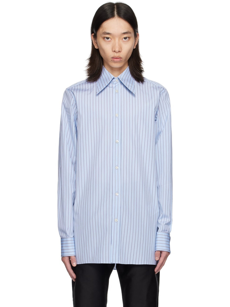 Blue & White Point Collar Shirt - 1