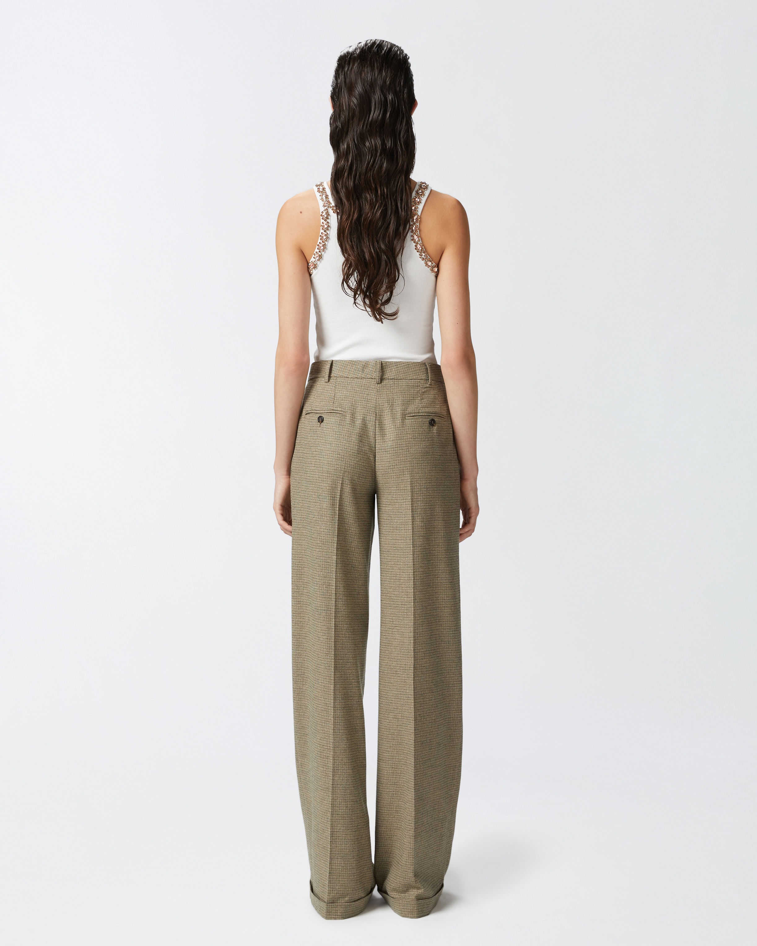 WIDE-LEG CHECK FLANNEL TROUSERS - 4