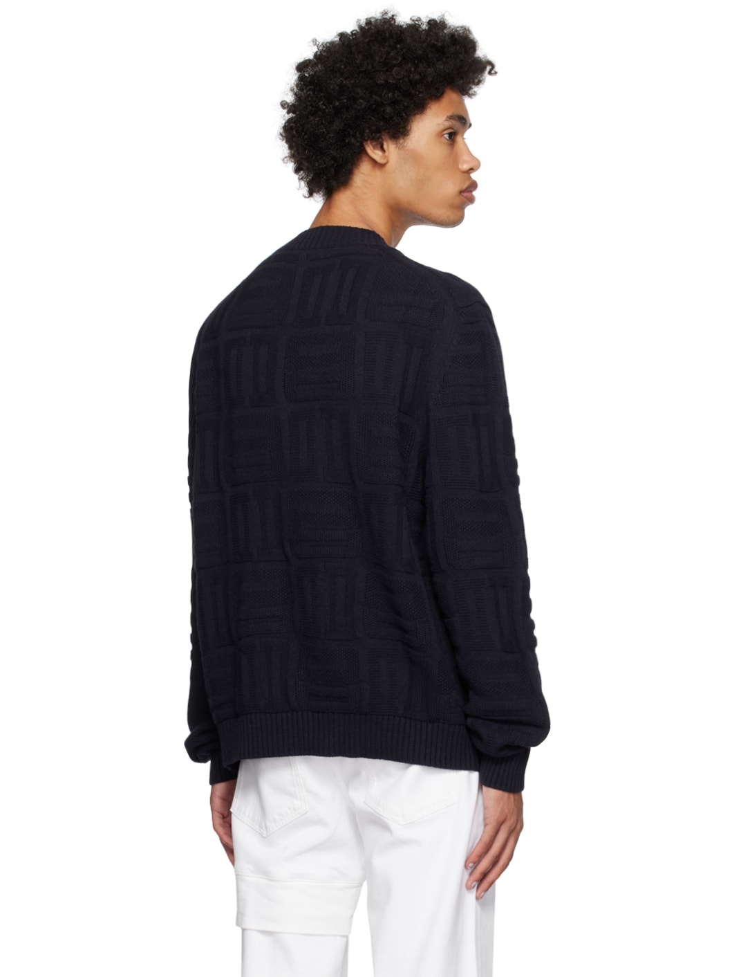 Navy Monogram Sweater - 3