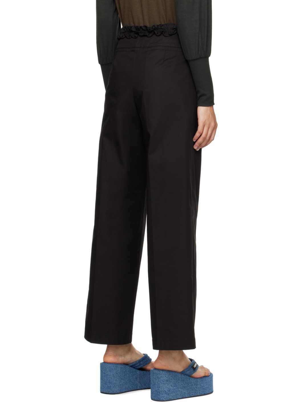 Black Frill Tuck Trousers - 3