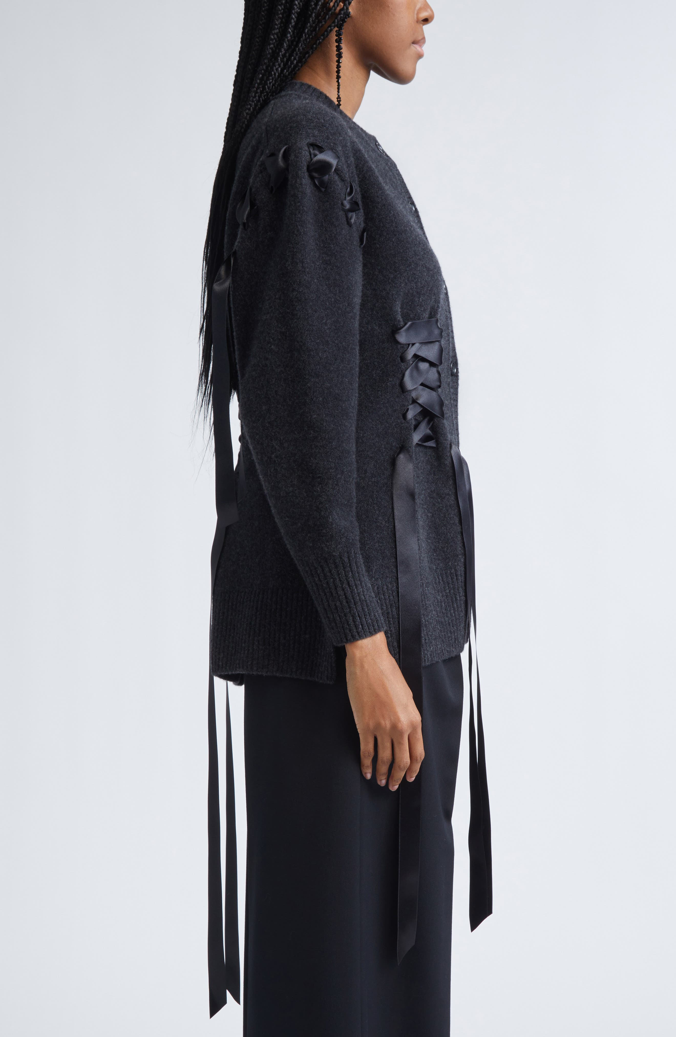 Simone Rocha Sculpted Ribbon Corset Corset in Charcoal at Nordstrom - 4