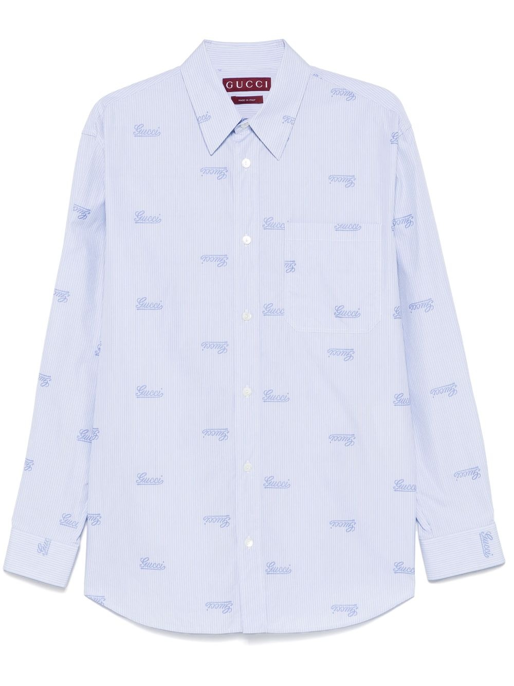 embroidered-logo striped shirt - 1