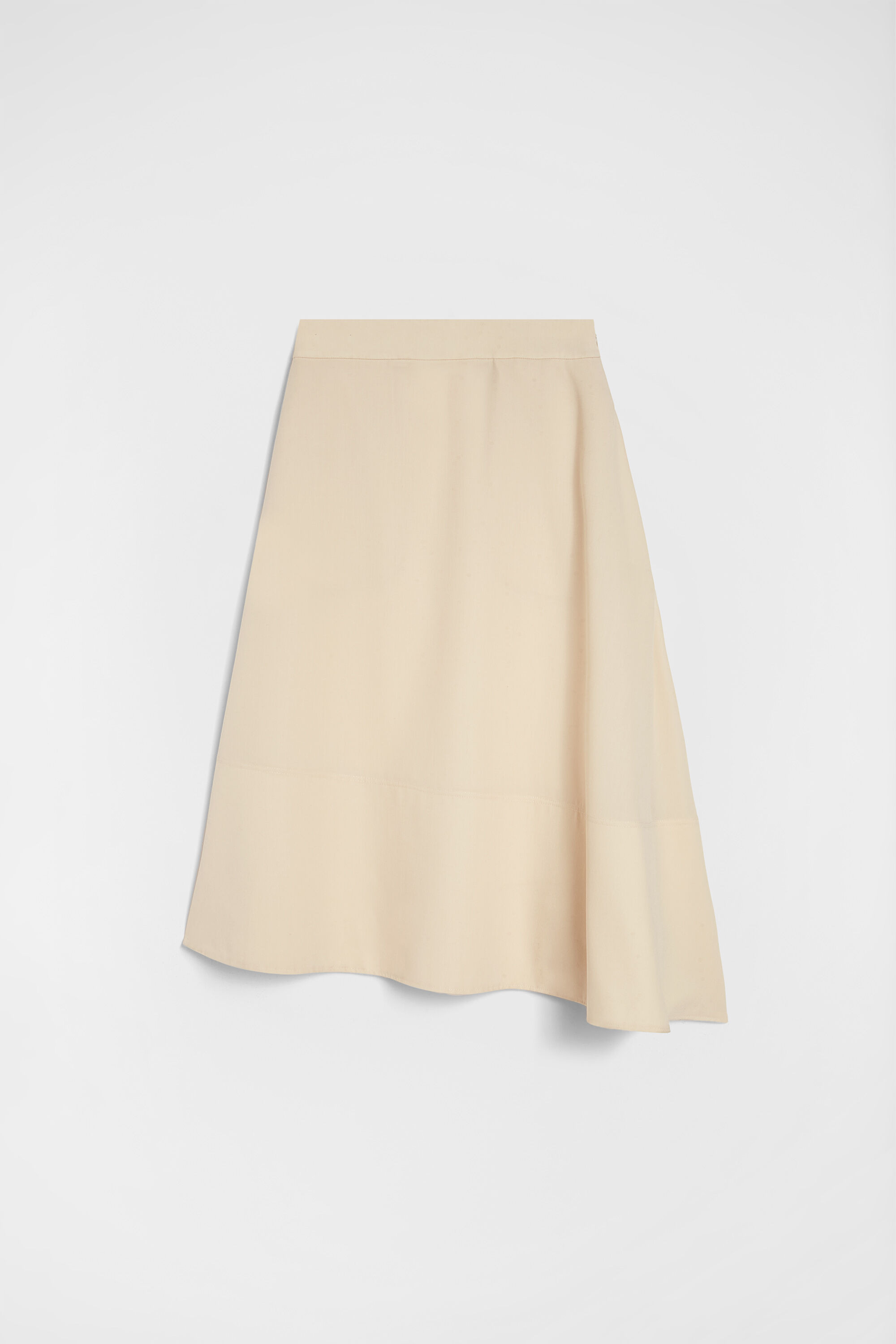 Lightweight Wool Gabardine Asymmetrical Skirt - 1