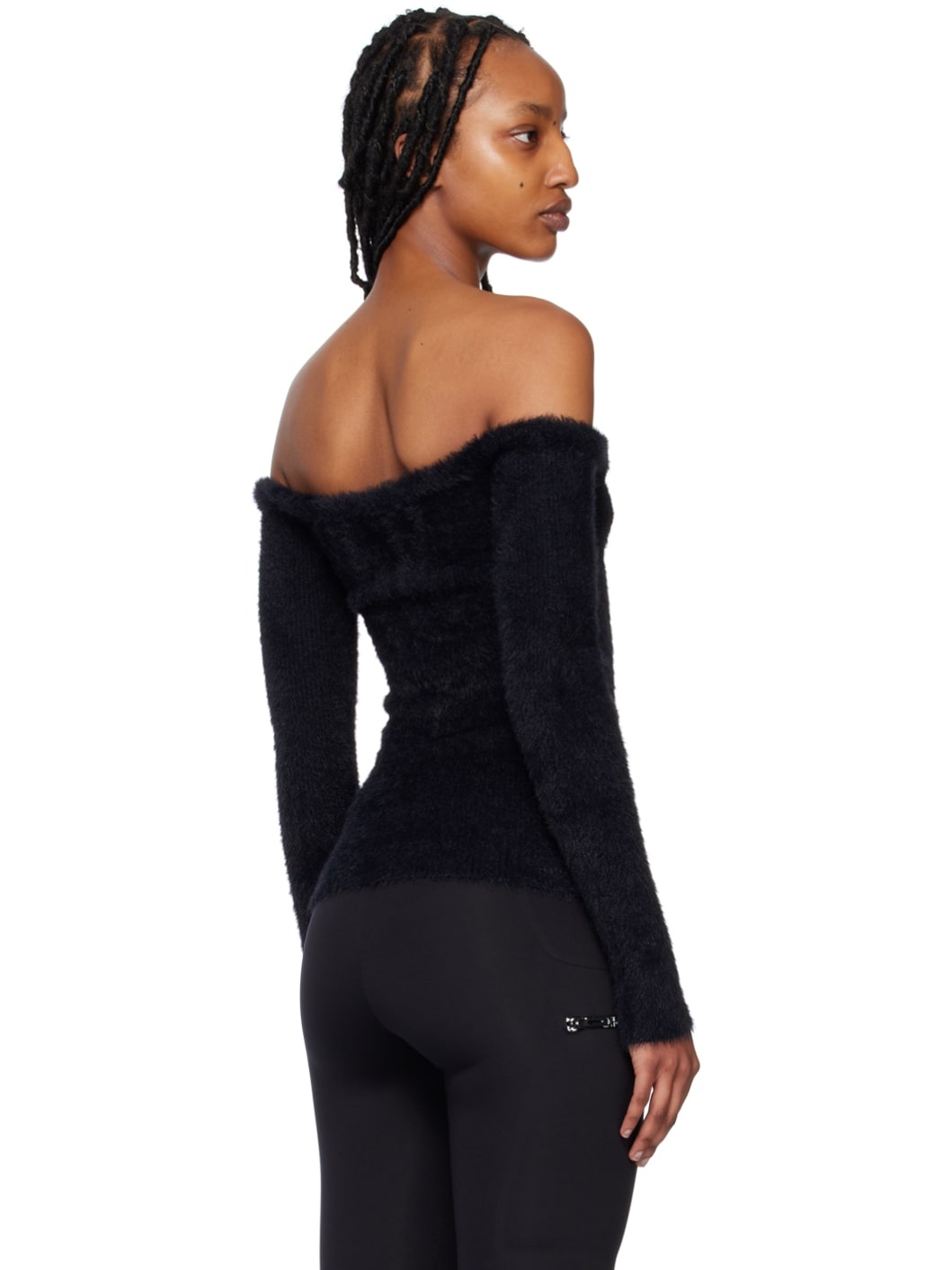 Black Off-The-Shoulder Sweater - 3