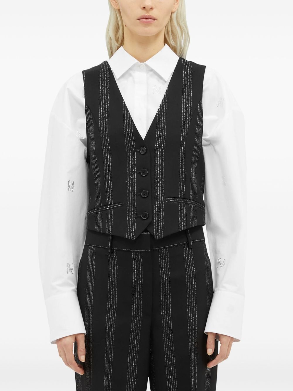 striped single-breasted gilet - 3