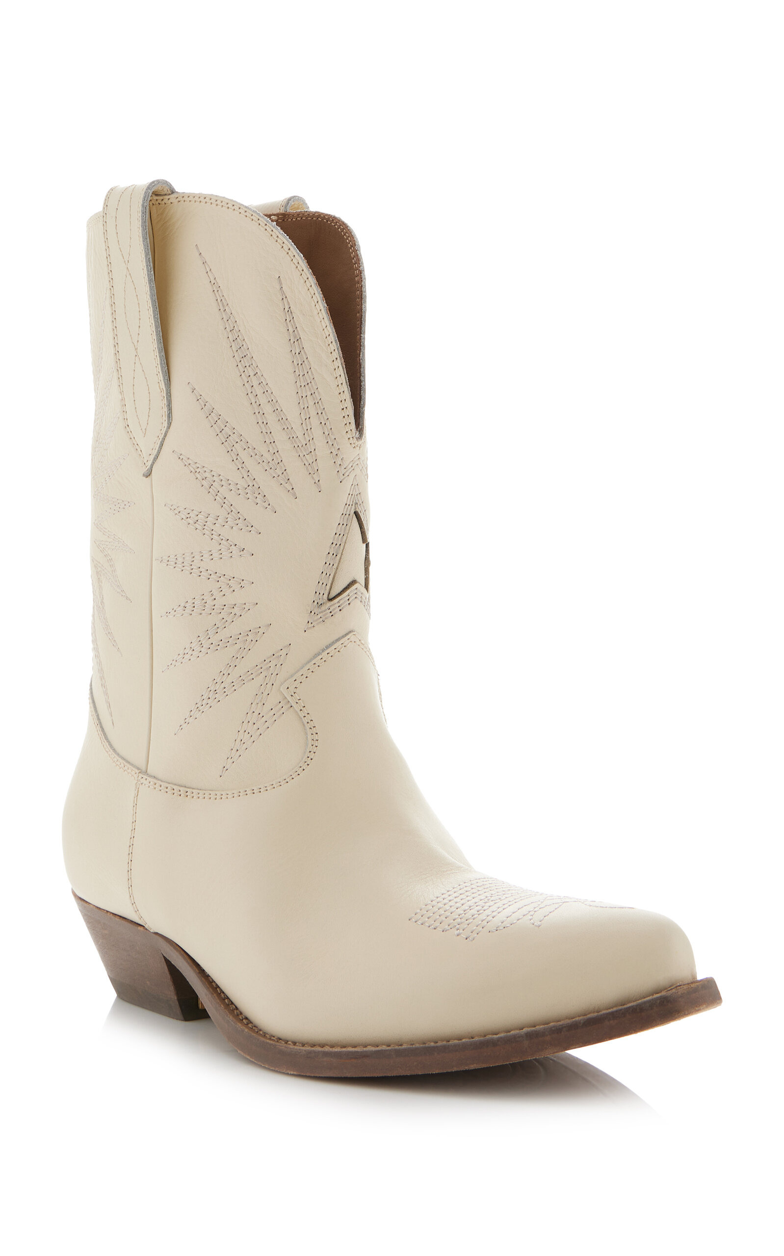 Wish Star Embroidered Leather Western Boots white - 3