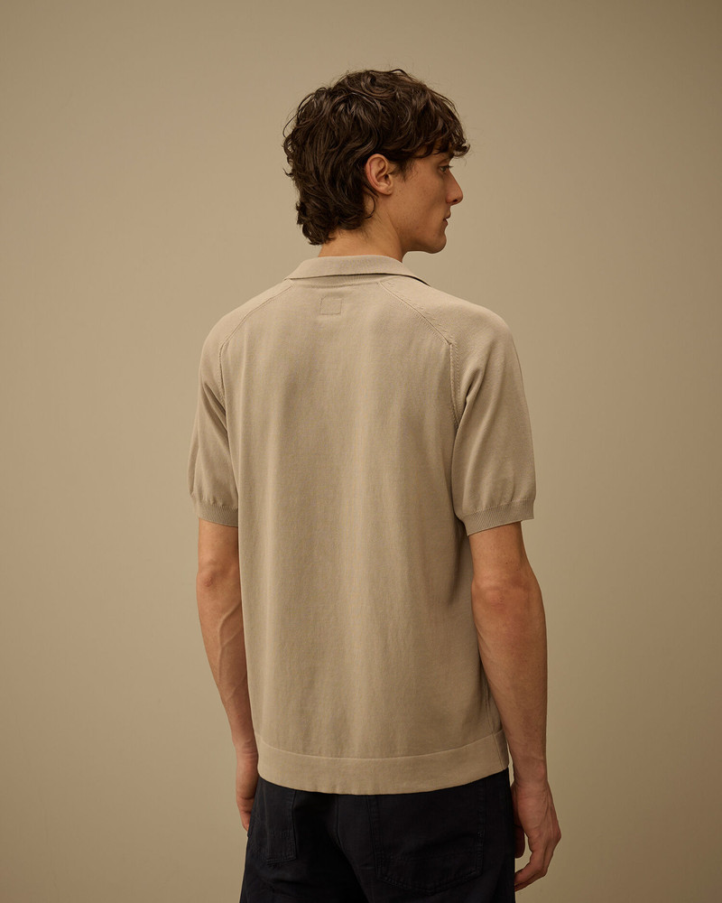 Cotton Crepe Short Sleeve Polo Sweater 4