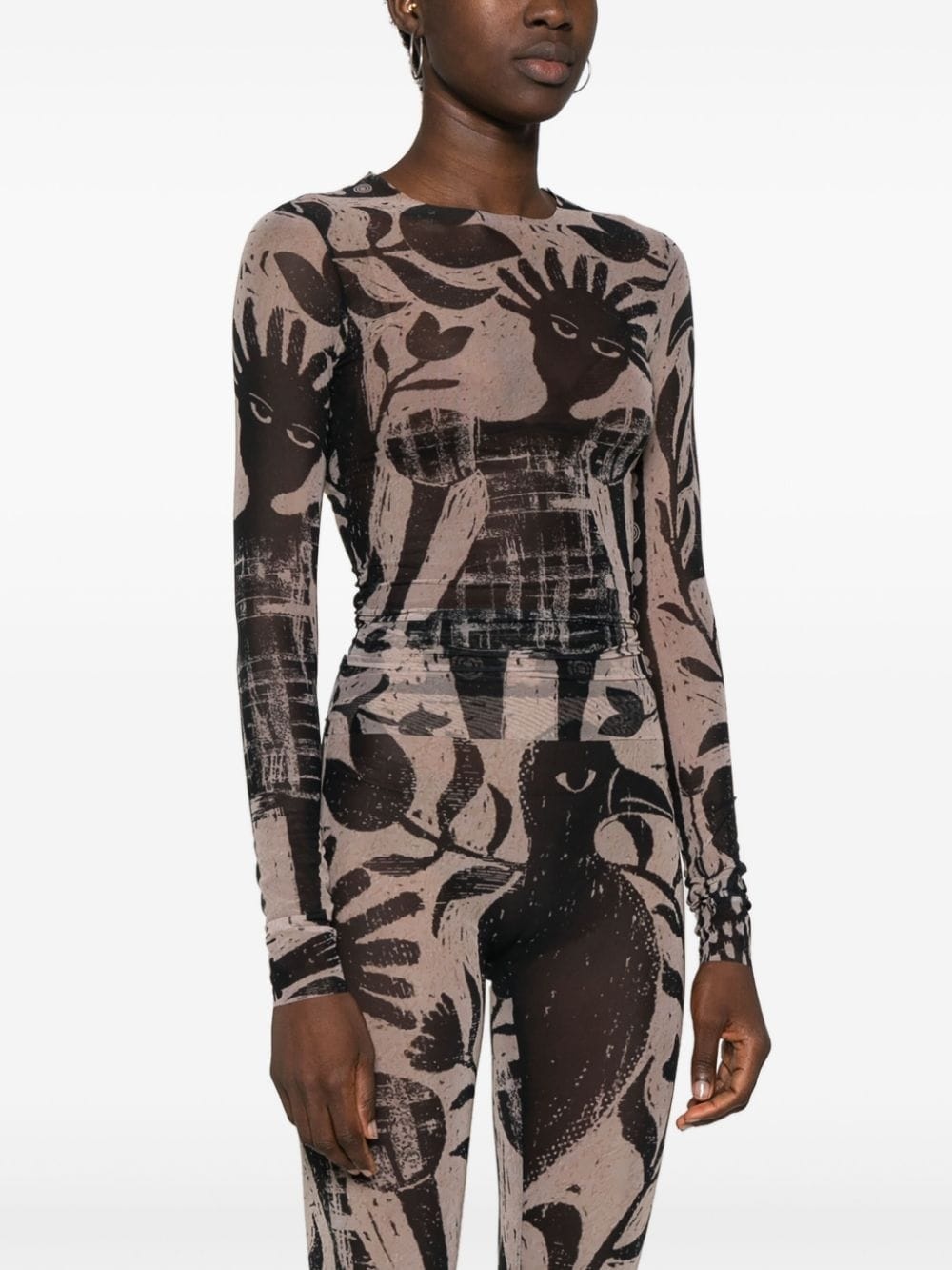 graphic-print mesh T-shirt - 3