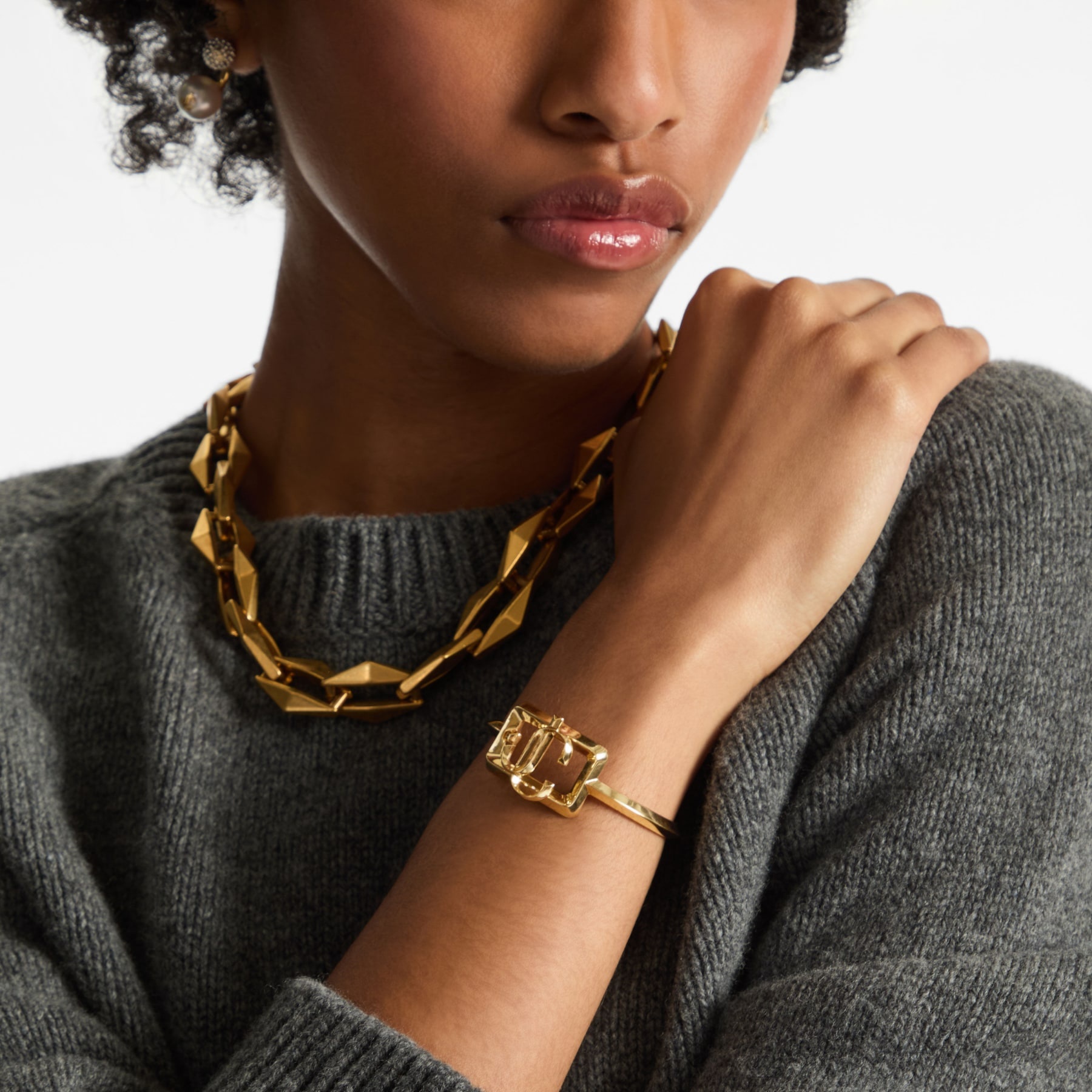 Square JC Cuff
Gold-Finish Square Bracelet - 2