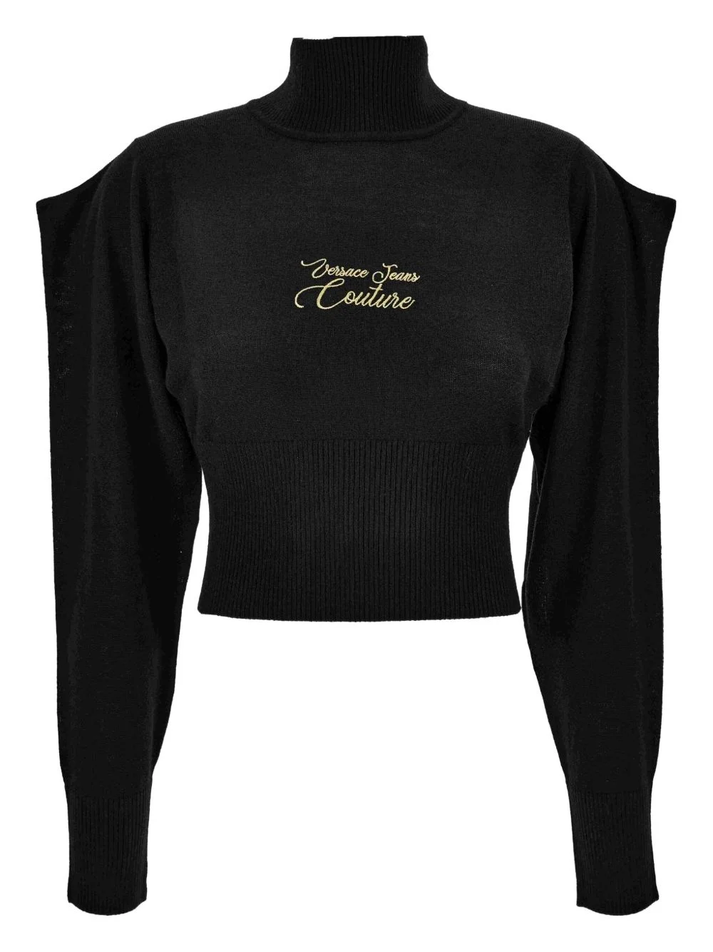 high-neck puff-sleeve sweater - 1