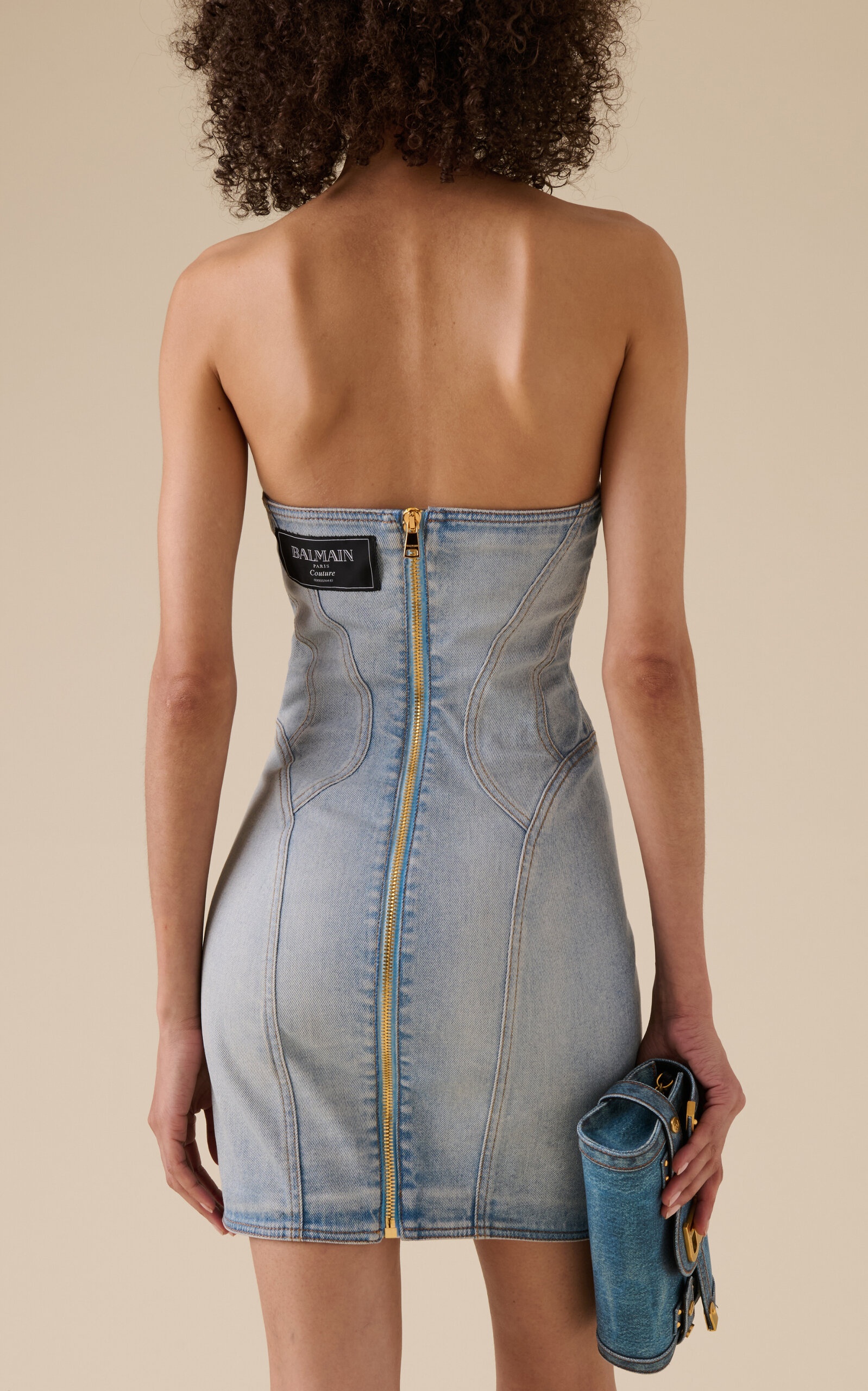 Balmain Button-Detailed Denim Bustier Mini Dress blue - 653489 | REVERSIBLE