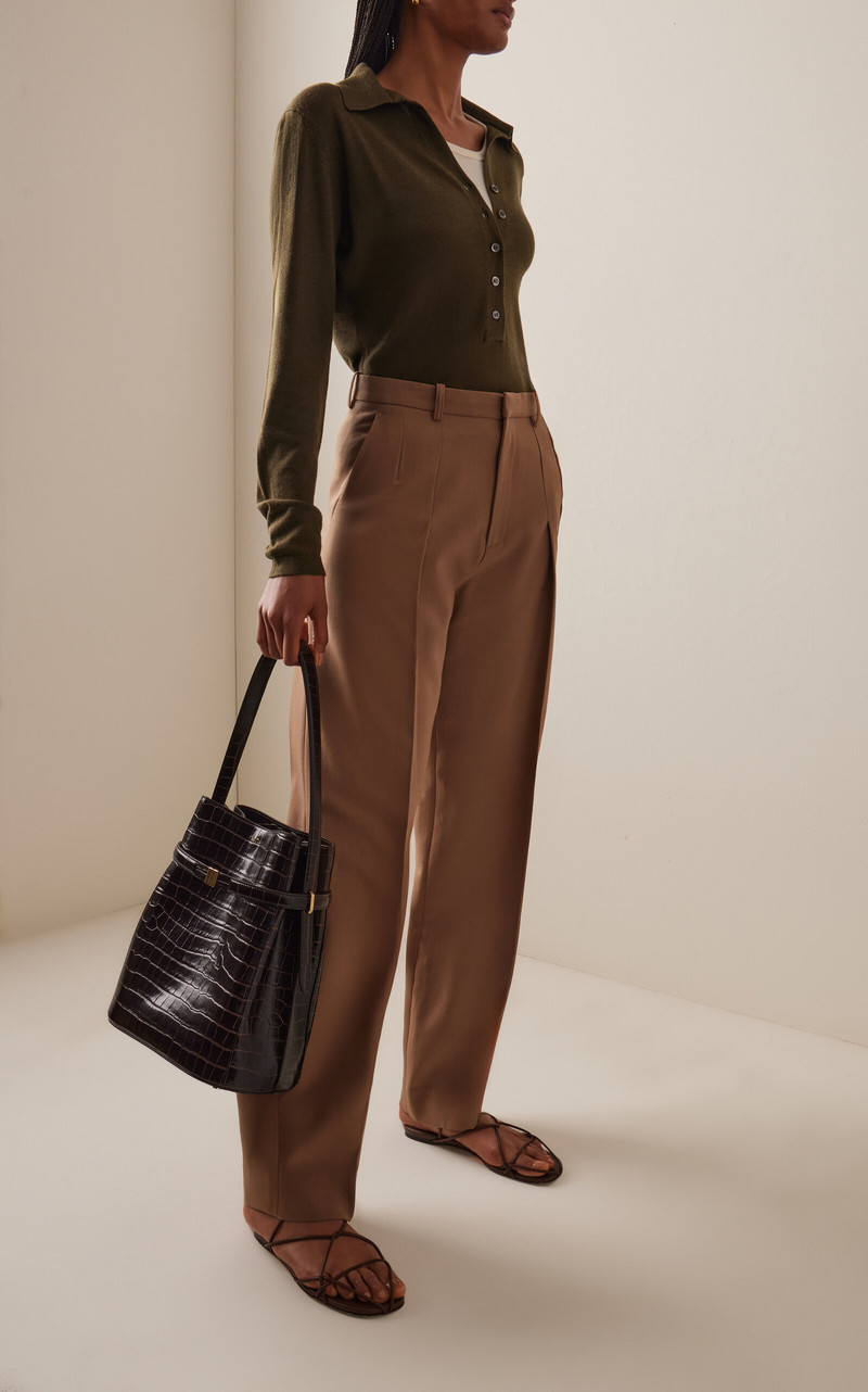 TOVE Austine Wool-Silk Polo Sweater green outlook