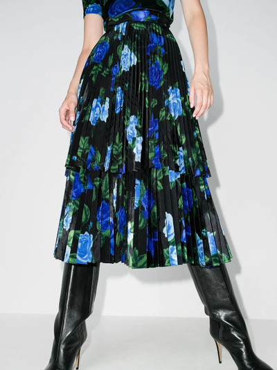 Richard Quinn floral-print pleated skirt outlook