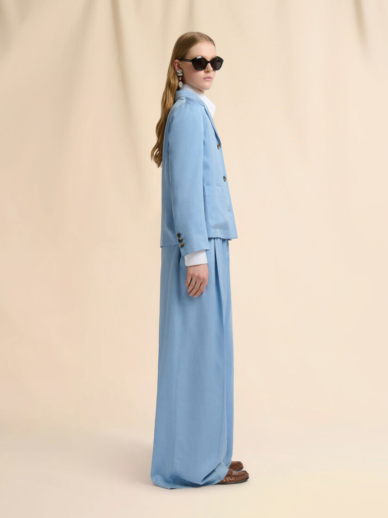 LIGHT BLUE SATIN SINGLE-BREASTED JACKET 6