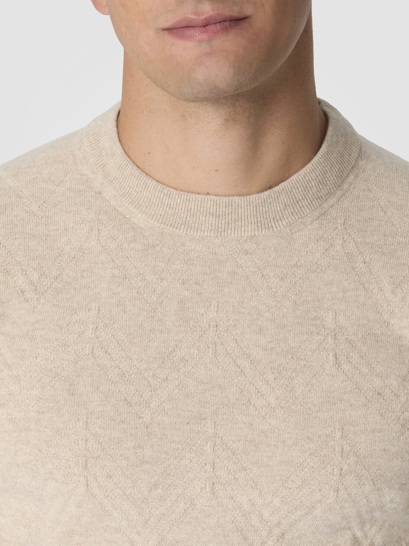 Crew neck sweater in pure cashmere with chevron pattern 5