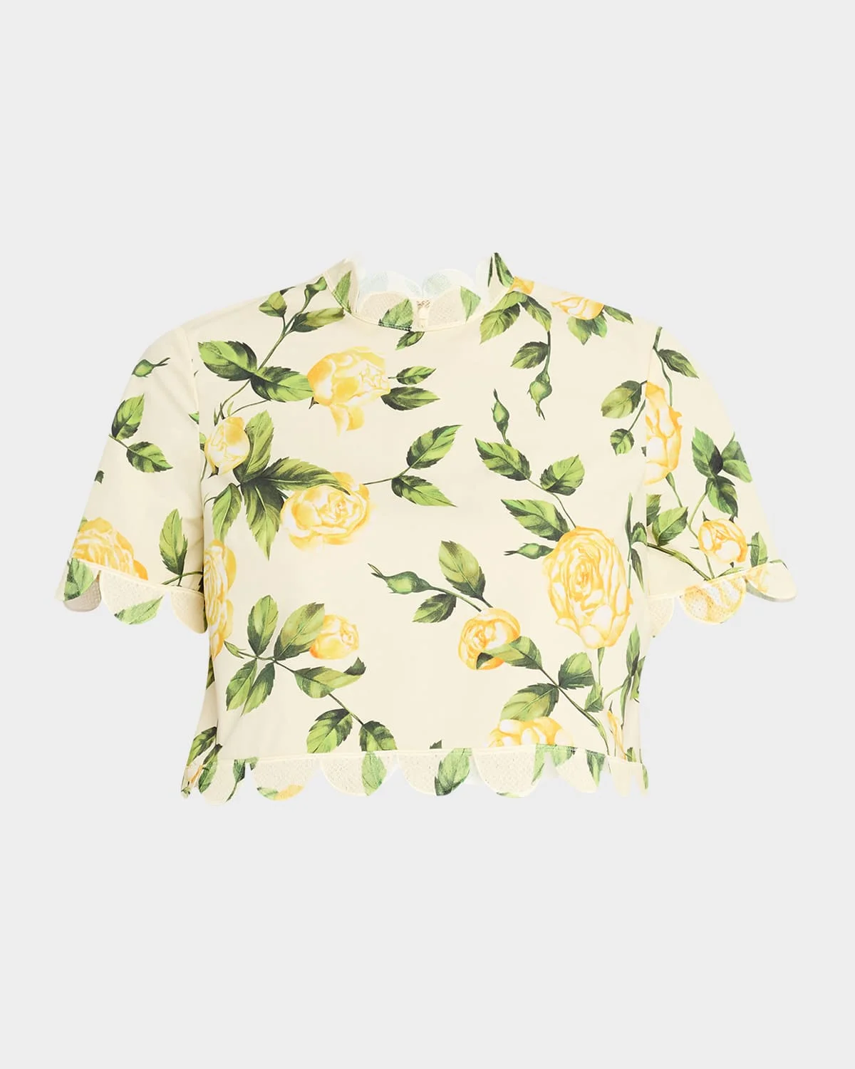 English Roses Scalloped Crop Poplin Blouse - 1