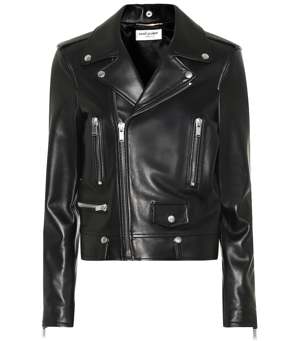 Leather biker jacket - 1