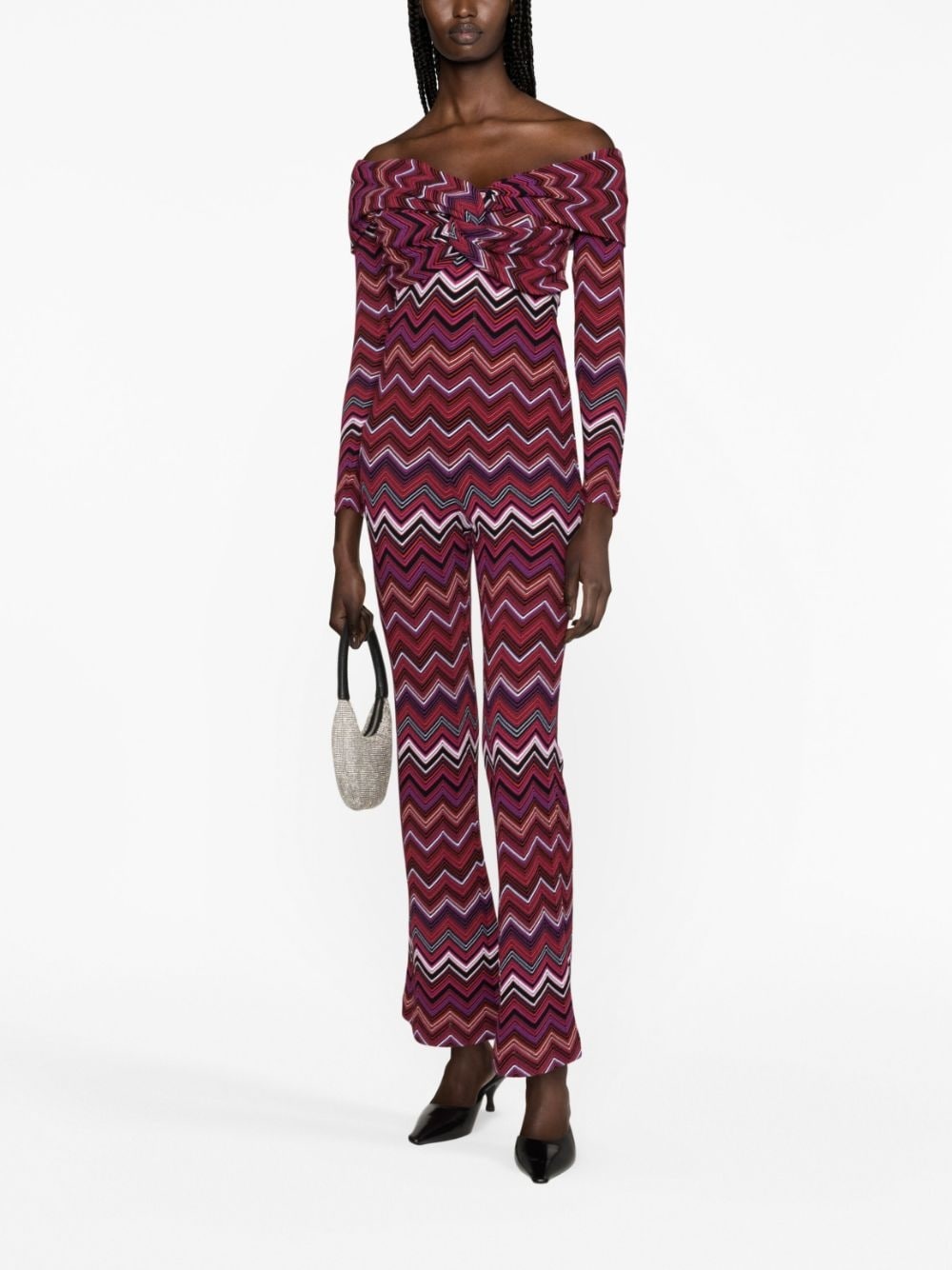 zigzag woven knitted jumpsuit - 3