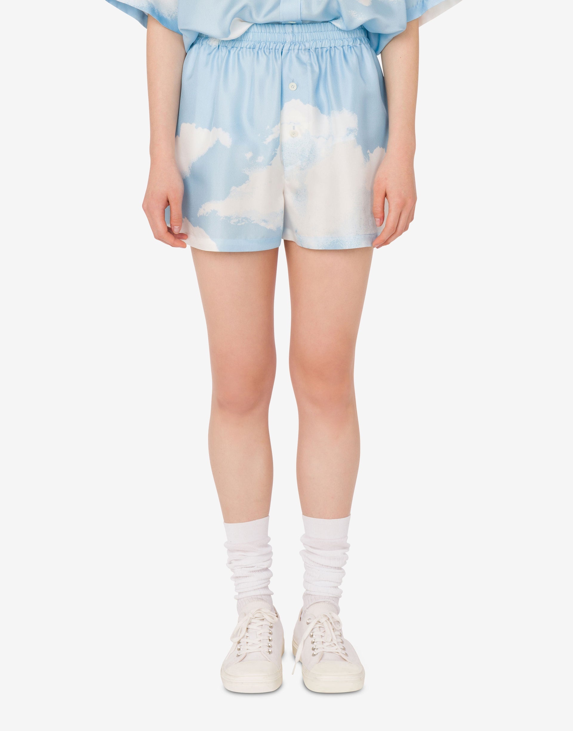 SILK TWILL SHORTS ARCHIVE CLOUDS - 4
