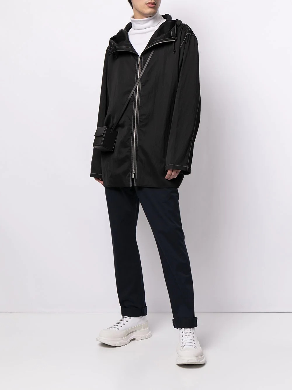 high-neck zip-up hooded jacket - 2