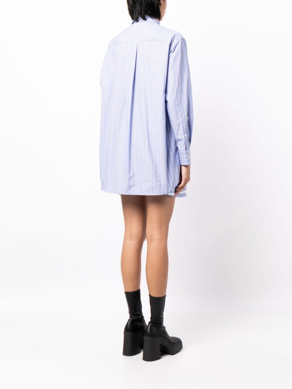 striped ruffle-trim cotton shirtdress - 4