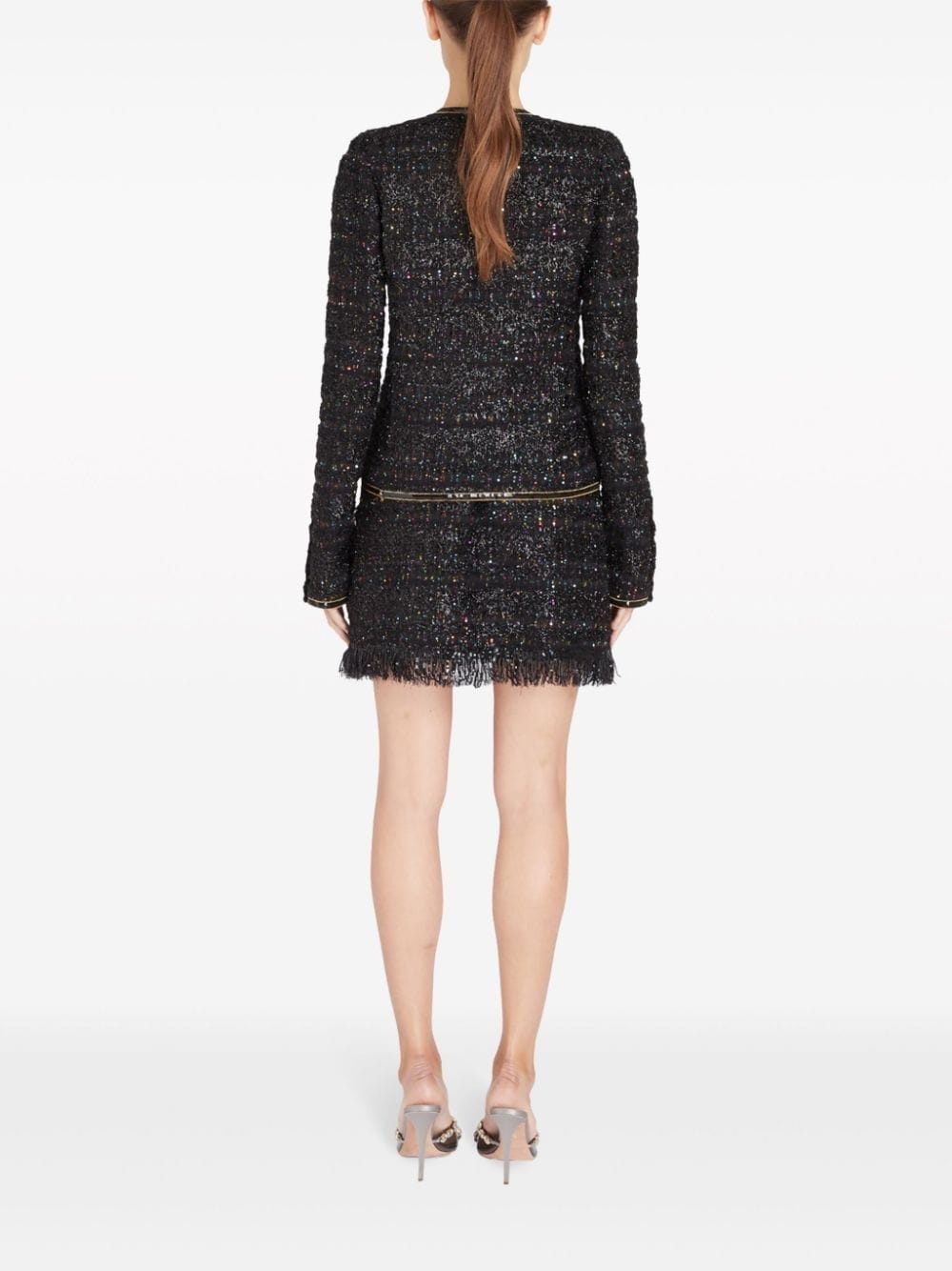 frayed-detail tweed skirt - 4