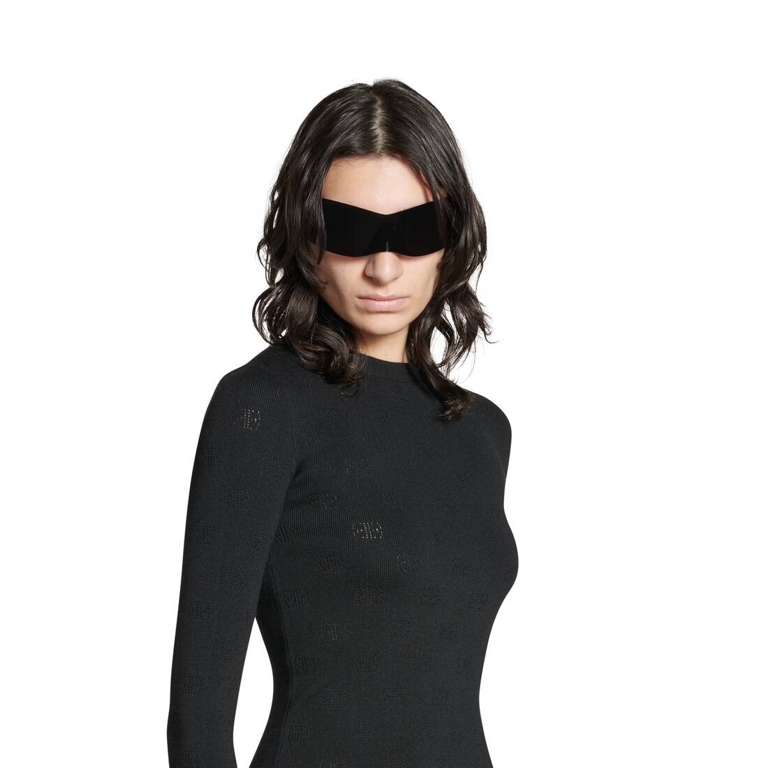 Women's Bb Allover Cropped Sweater in Black - 5