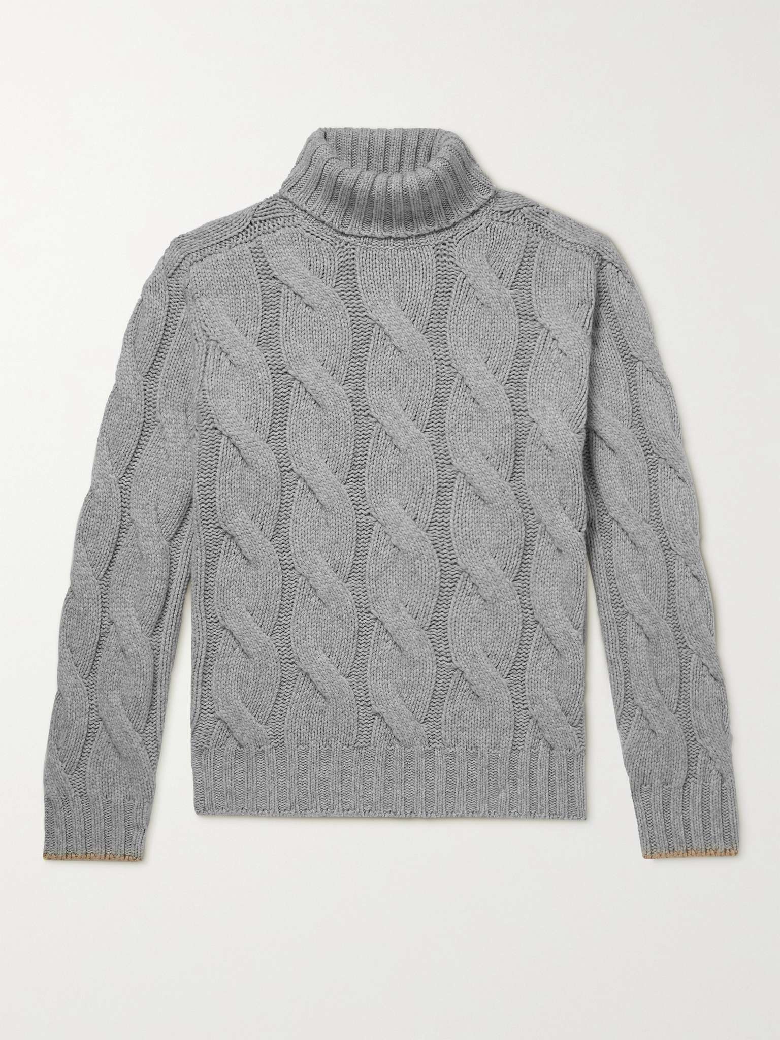 Oversized Cable-Knit Cashmere Rollneck Sweater - 1