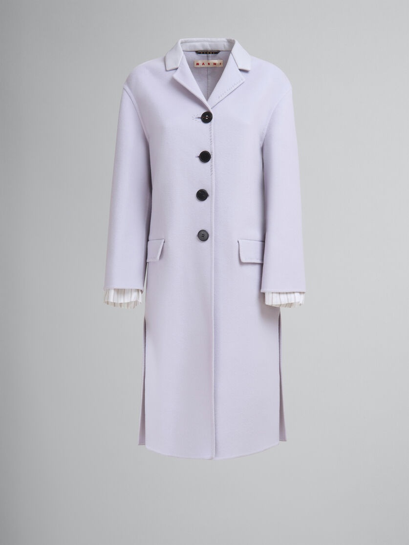 PURPLE FELT COAT WITH WAIST BELT - 1