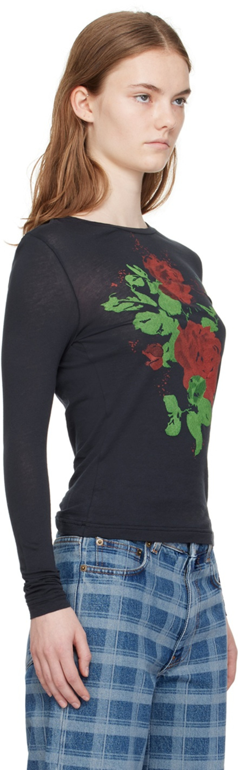 Molly Goddard Navy Karina Long Sleeve T-Shirt outlook