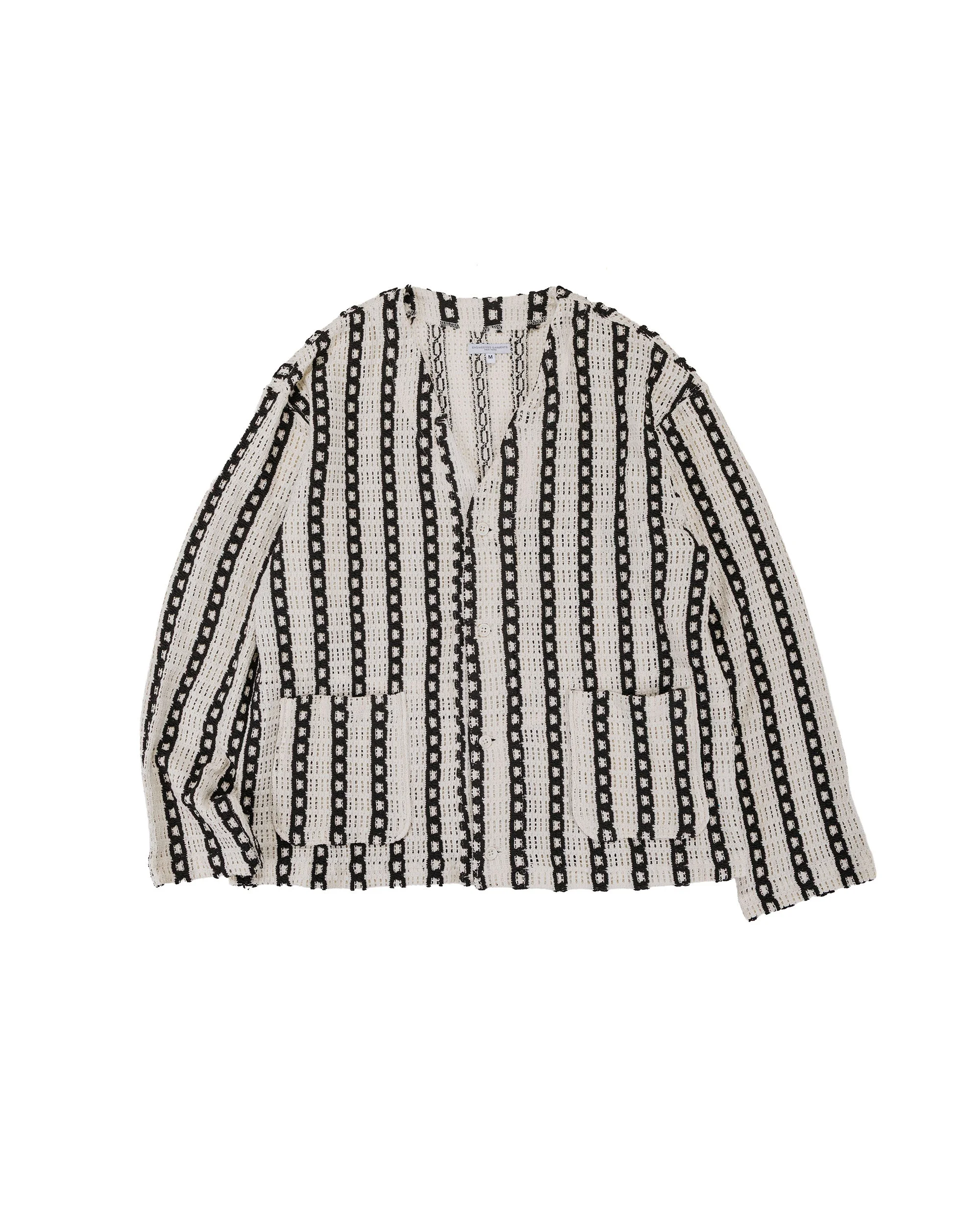 Knit Cardigan White/Black Stripe CP Crochet - 1