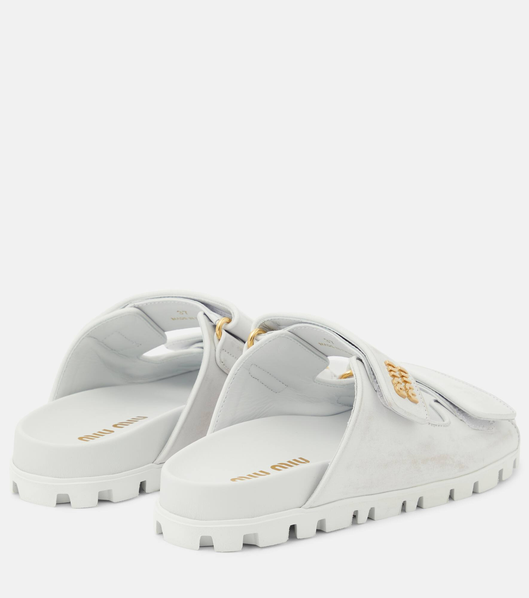 Distressed leather sandals - 3