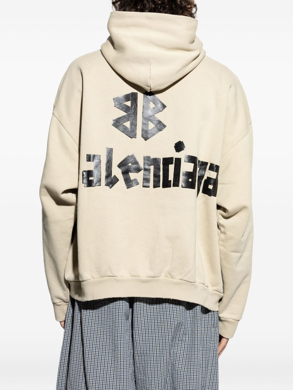 logo-print frayed-hem hoodie - 4